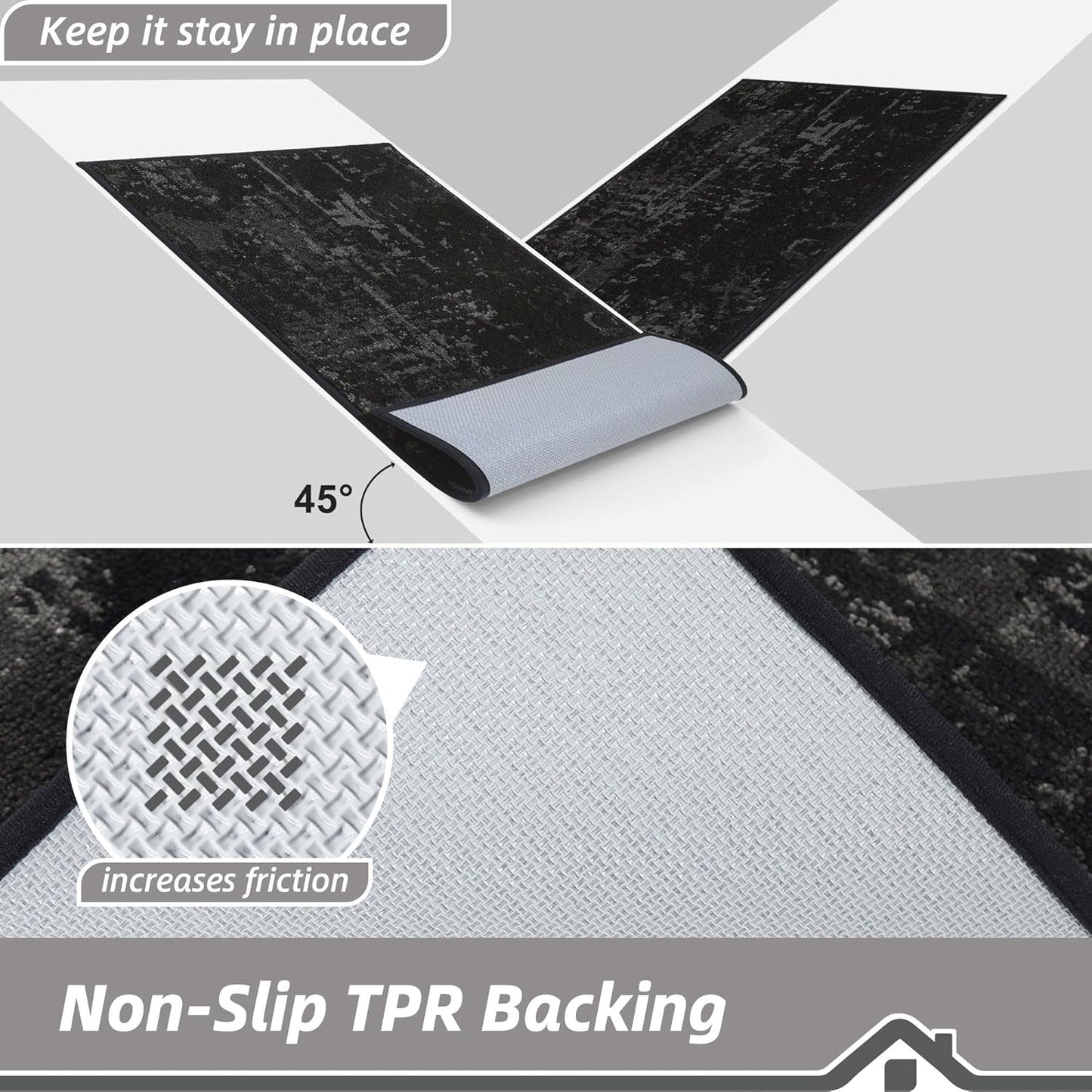 BEQHAUSE Dirt Trapper Door Mat 24"x36" Non-Slip Door Mats Washable Entryway Rugs Stain Resistant Doormat Absorbent Welcome Floor Mat for Front Back Door, Muddy Wet Shoes & Paws,Black