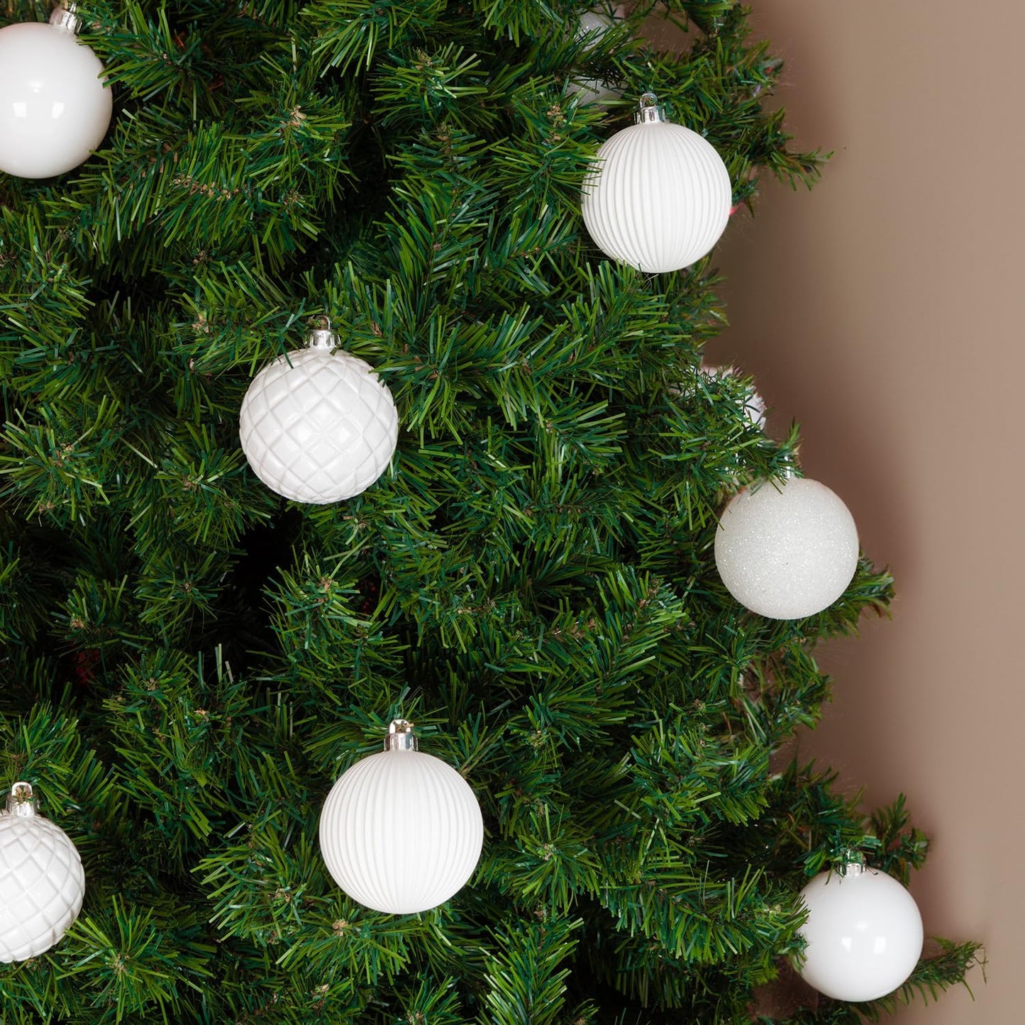 Every Day is Christmas Ornaments, Shatterproof Christmas Tree Ornament Set, Christmas Balls Decoration 35 Count (2.75"/70mm, Cream)