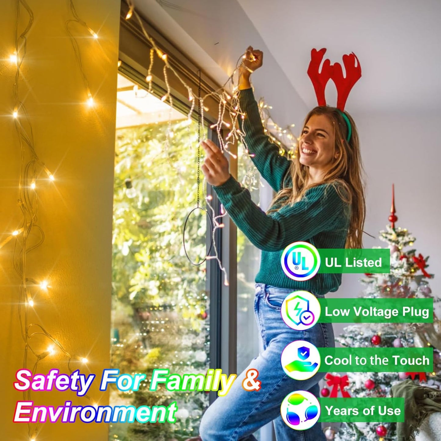 792 LED Christma Lights with 176 Drops, 82ft Outdoor Hanging lights with 8 Modes & Timer Memory, Outsite Waterproof Curtain String Lights for Front House Fence Tree Holiday Decorations Warm White