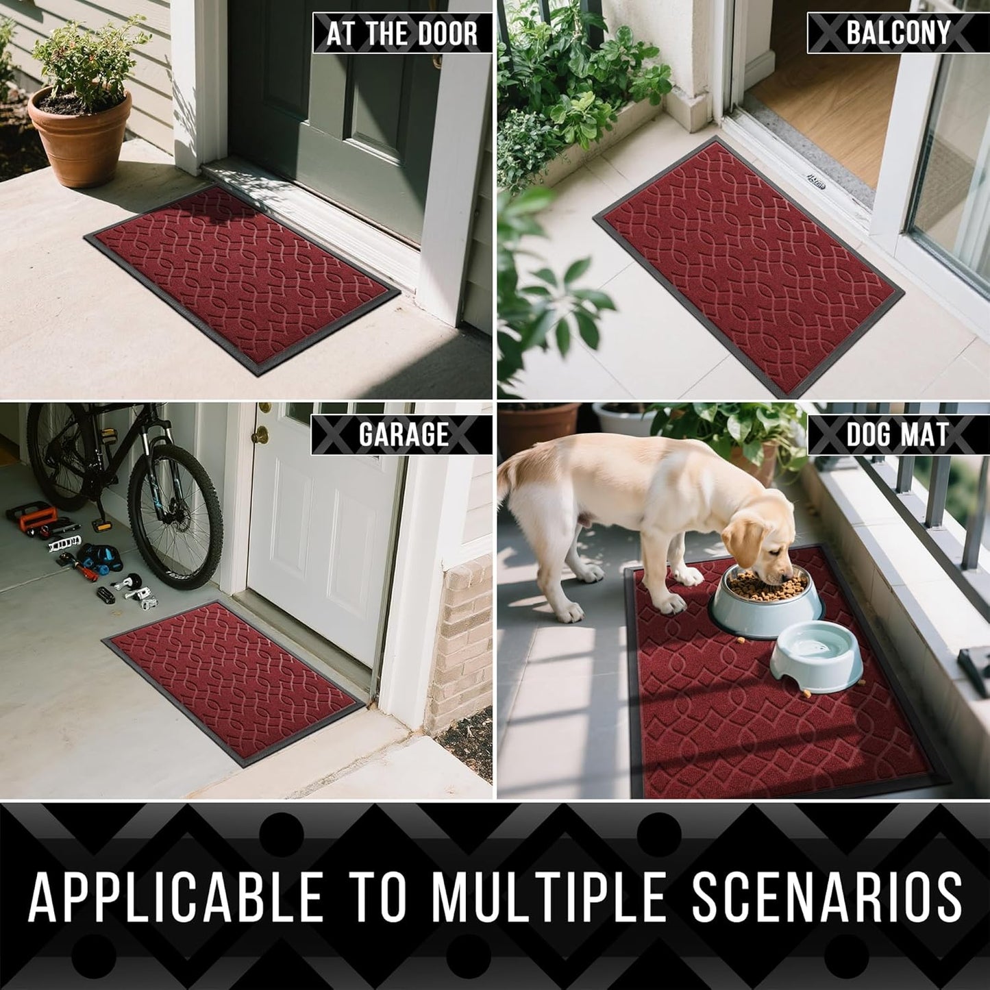 Yimobra Front Door Mat Outdoor Indoor 29.5x17, All-Season, All-Weather, Heavy Duty Welcome Door Mats Outside Entrance, Non Slip Porch Patio Entrance Mat, Red