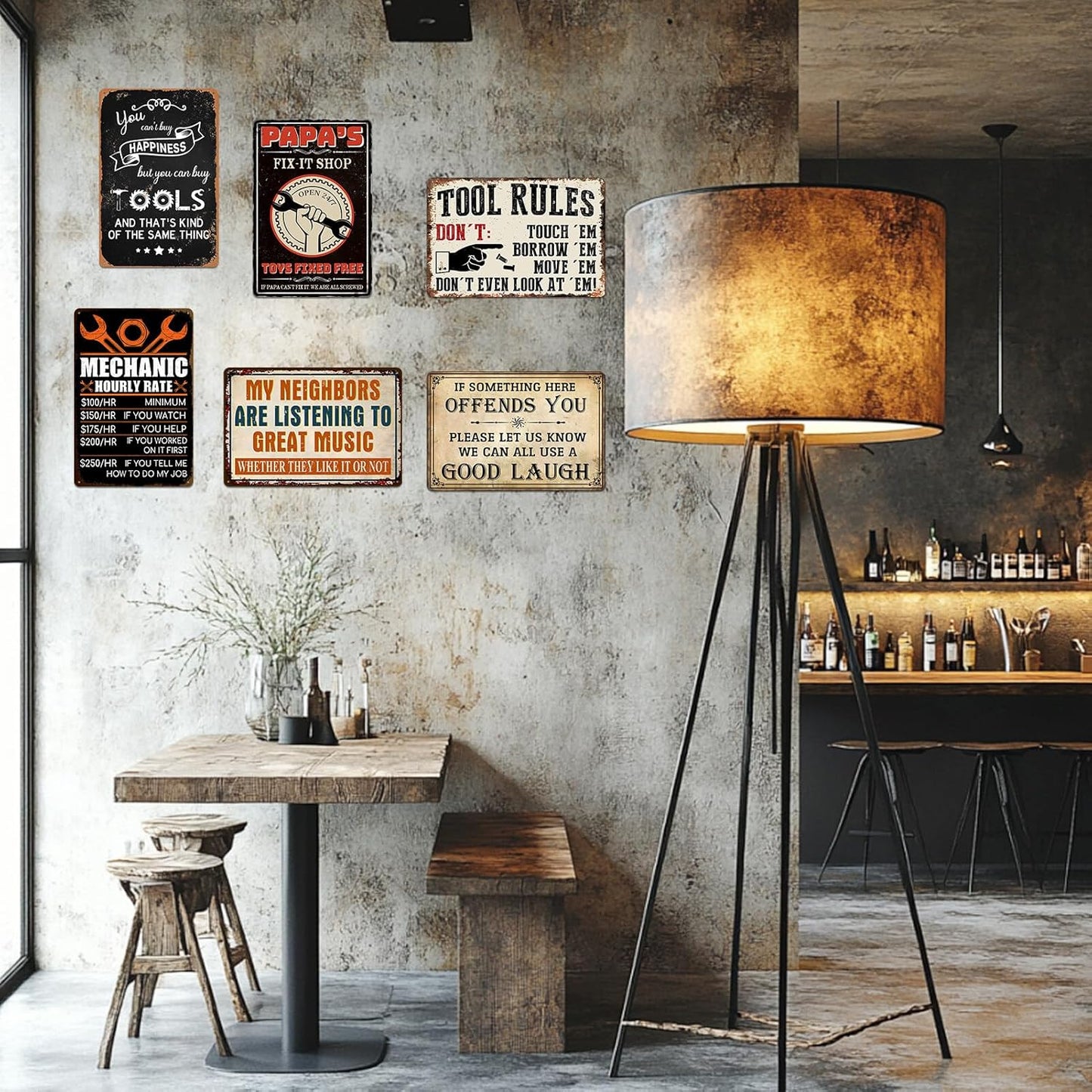 Mechanic Gifts for Men - Garage Metal Tin Signs Vintage Car Shop Accessories Decor Mechanic Hourly Rate Metal Sign 8x12 Inch