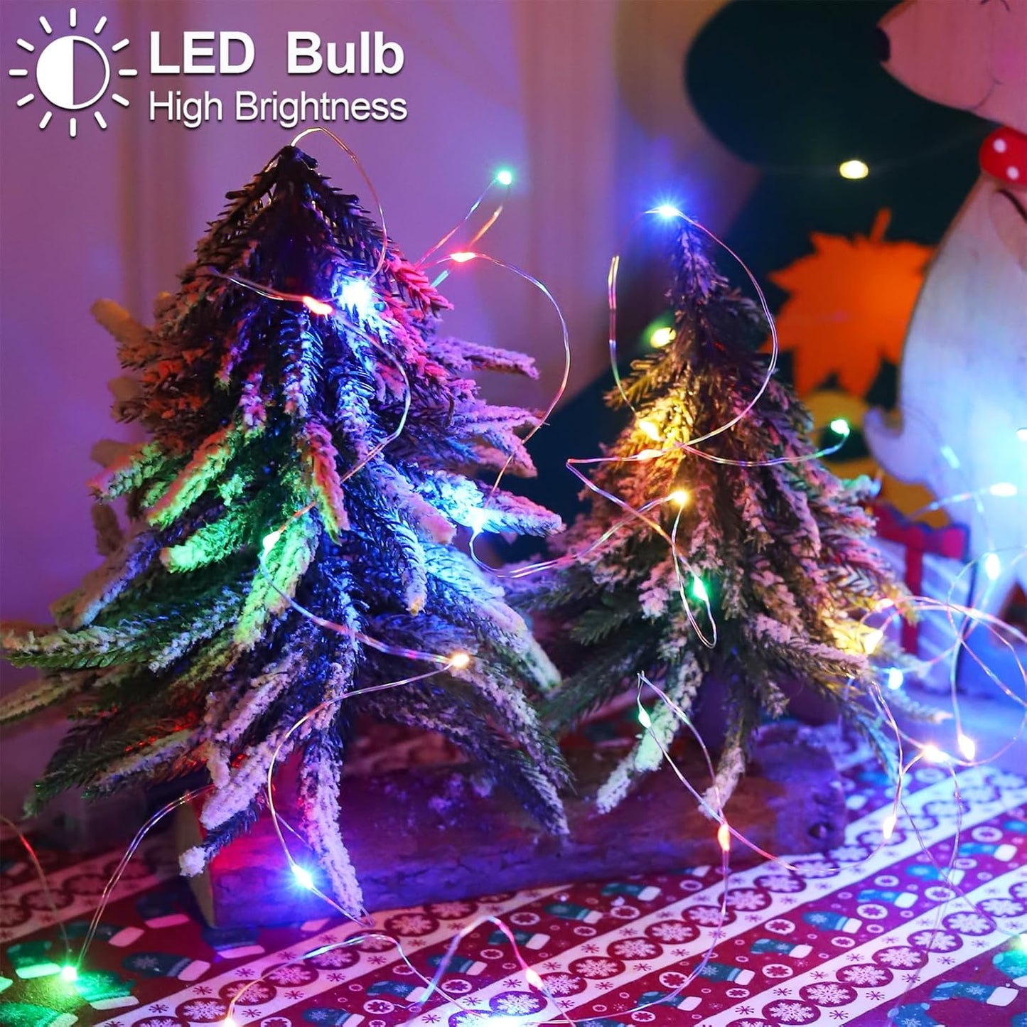 Christmas Decorations Multicolor Fairy String Lights, Battery Operated with Timer, 2 Pack Total 33FT 100 Led Mini Battery Powered Twinkle Mason Jar Waterproof Firefly Lights DIY Party