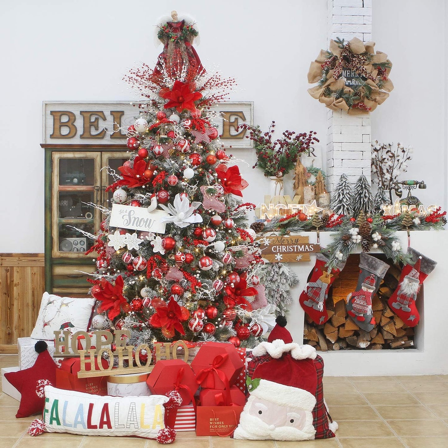 Sea Team 80mm/3.15" Set of Colorful Painted Sparkling Ornaments and Hanging Balls for Christmas Tree - 16 Pieces