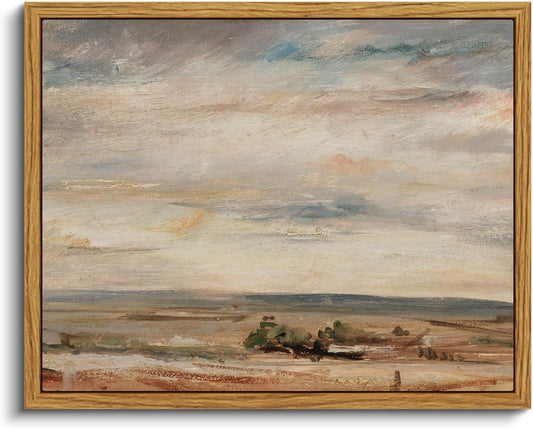 VIYYIEA Framed Canvas Wall Art Home Decor Classic Oil Paintings Color Sky Cloud Beach Grassland Canvas Prints Vintage Landscape Wall Art Pictures for Bedroom Living Room Bathroom Office Decor 8x10in