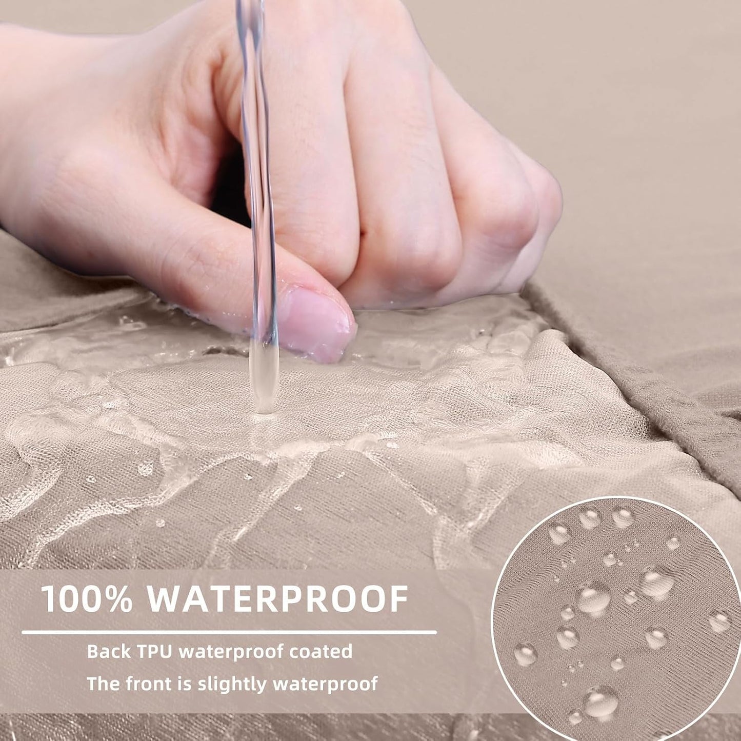 hyha Waterproof Couch Cushion Covers, Stretch Sofa Couch Seat Slipcover for Dog Washable, Non-Slip Waterproof Outdoor Cushion Covers for Patio Furniture Replacement (1 Piece for Medium, Taupe)