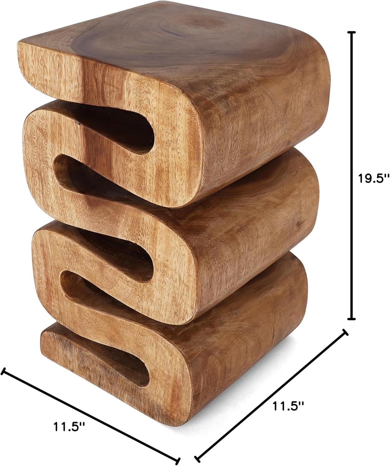 Rutledge & King Aspen Wood End Table - Unique Wooden Side Table - Mid Century Side Table - Saur Wood Side Table - Small Accent Table - Mid Century Modern Side Table