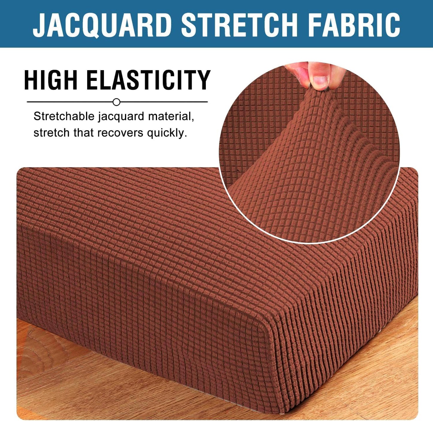 H.VERSAILTEX Super Stretch Individual Seat Cushion Covers Sofa Covers Couch Cushion Covers Slipcover Sets Thick Jacquard Textured Twill Fabric (1 Piece Sofa Cushion Cover, Rust)