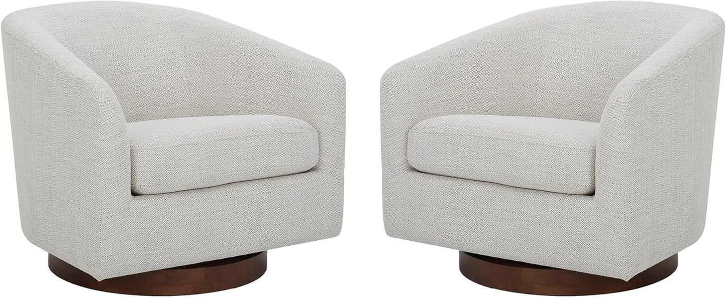 CHITA Swivel Accent Chair, FSC Certified Upholstered Fabric Barrel Chair for Living Room Set of 2, Fully Assembled, Ivory