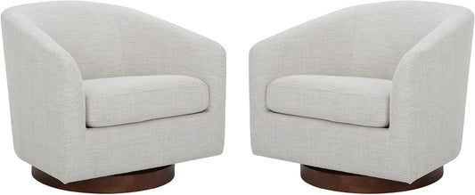 CHITA Swivel Accent Chair, FSC Certified Upholstered Fabric Barrel Chair for Living Room Set of 2, Fully Assembled, Ivory