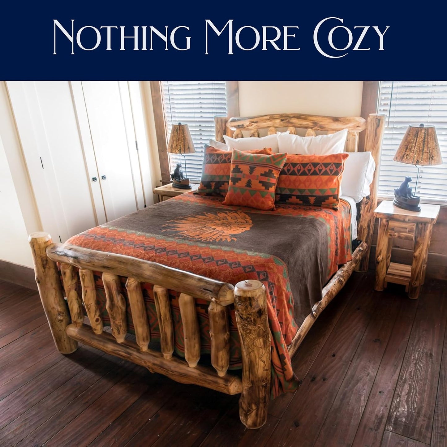 Beacon Blankets Southwestern Chief Henry Native American Design Throw - 90" x 90" Blanket Only - Premium Plush Blanket Can be Used for Queen or King Size Bed