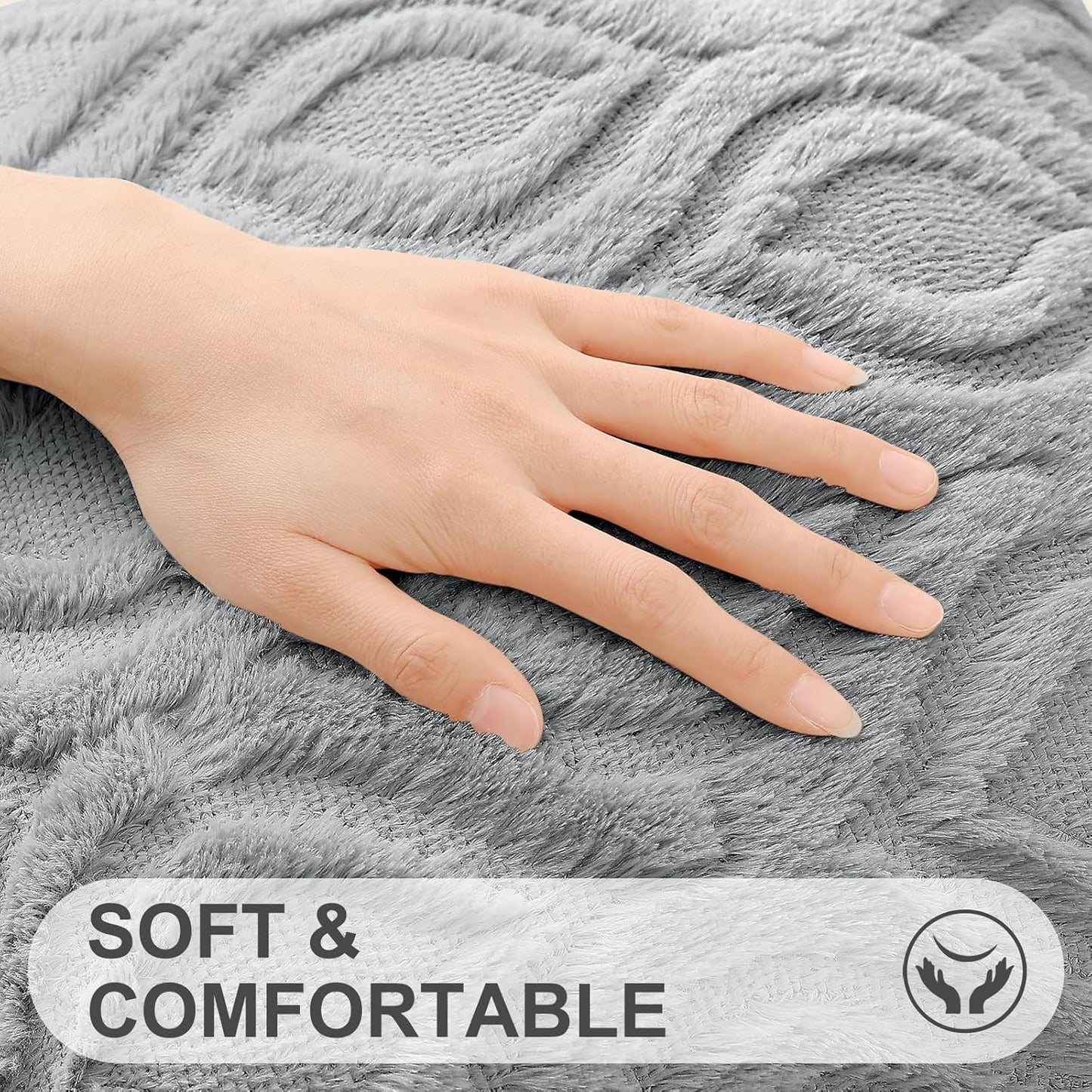 decorUhome Fall Throw Pillow Covers 22x22 Inch Set of 2, Soft Plush Decorative Faux Fur Grey Solid Couch Pillow Covers, Accent Farmhouse Neutral Square Euro Pillow Cases for Sofa Bed Living Room