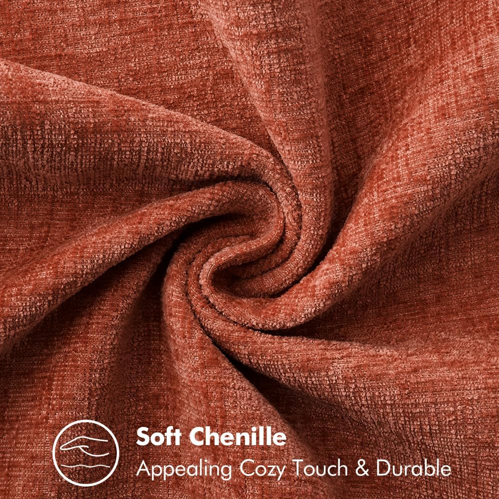 MIULEE Pack of 2 Fall Couch Throw Pillow Covers 20x20 Inch Burnt Orange Farmhouse Decorative Pillow Covers with Stitched Edge Soft Chenille Solid Dyed Pillow Covers for Sofa Bed Living Room