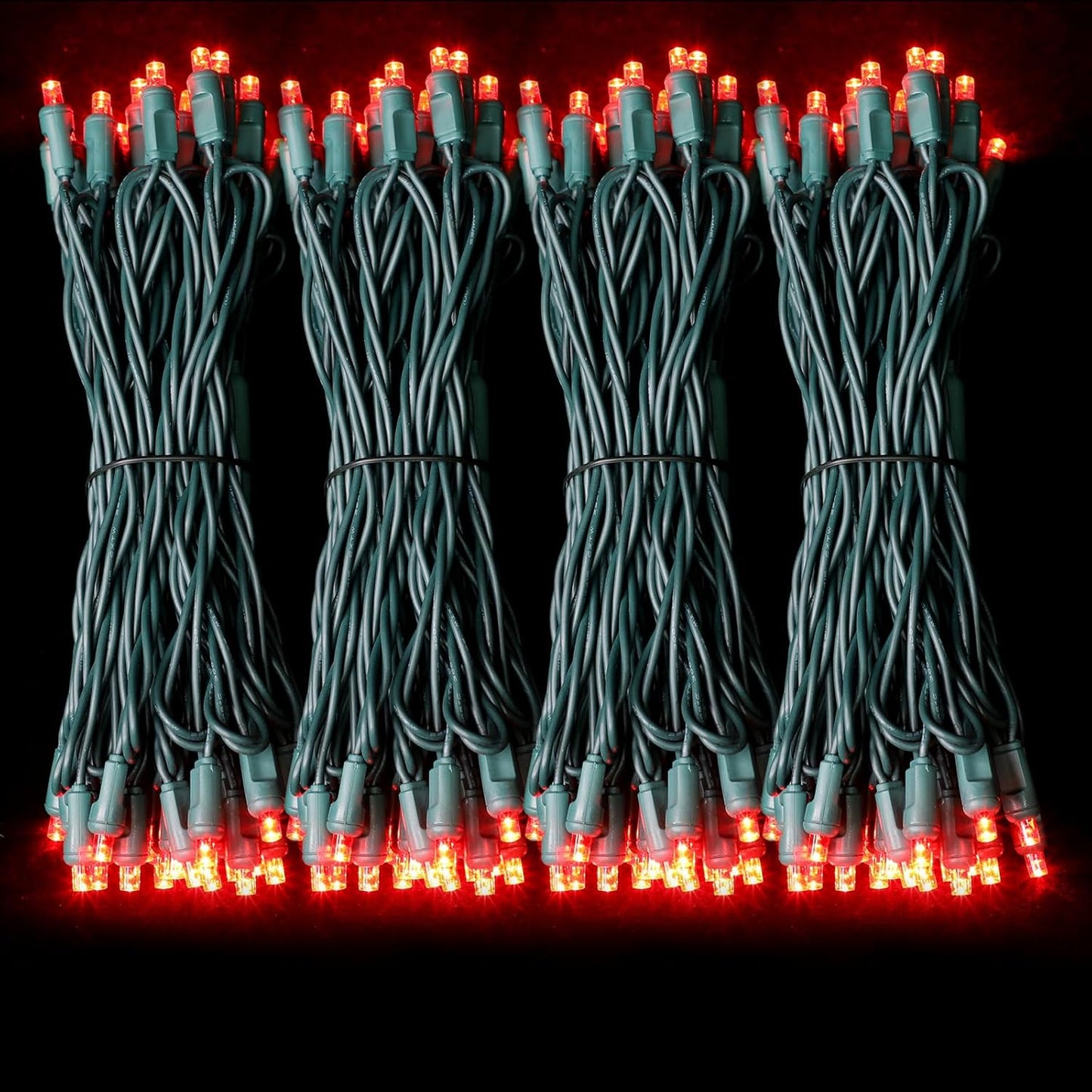 1200LED (24pk of 50L) String Lights, LED Christmas Lights, 6" SPACING,Green Wire, RED