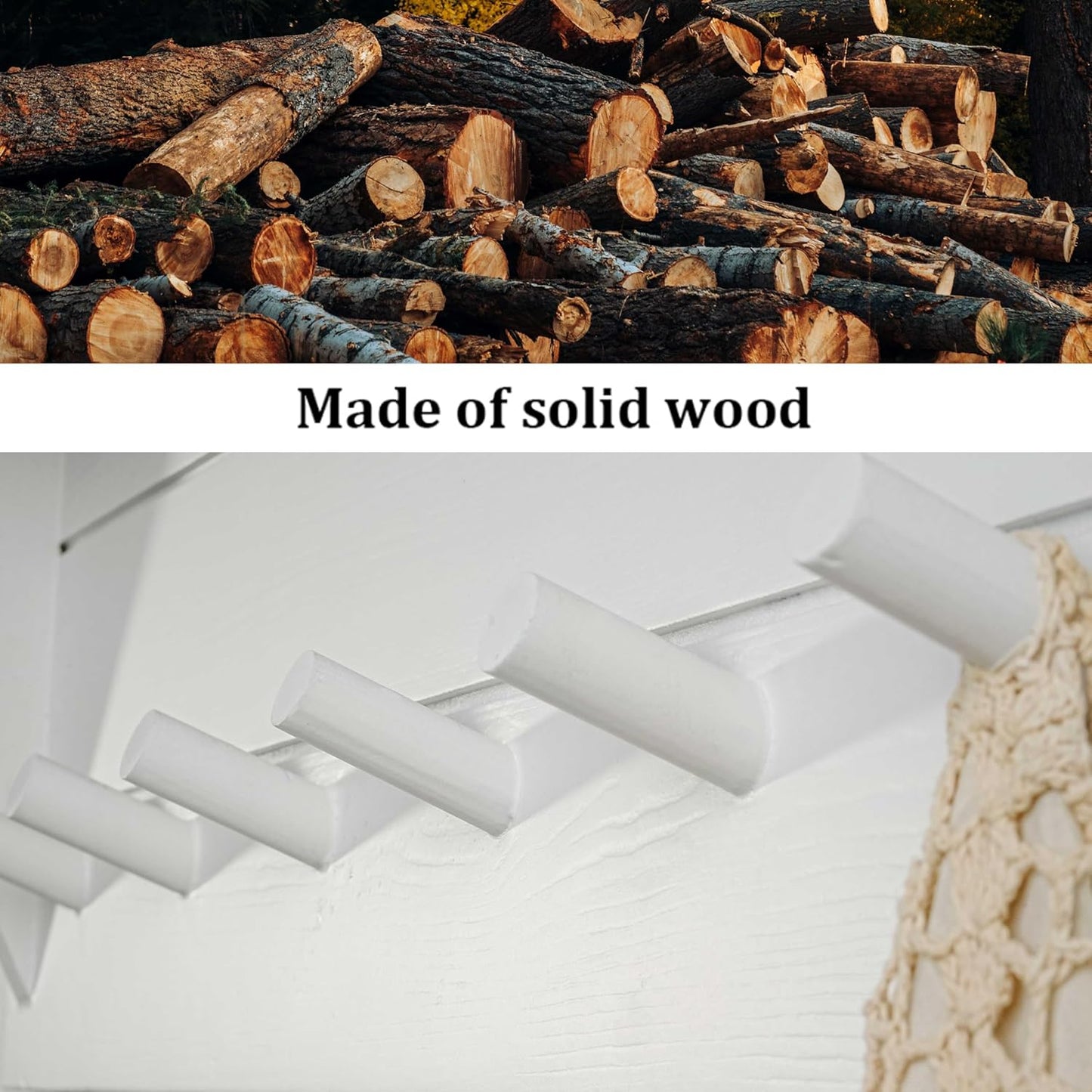 WEBI Coat Rack Wall Mount with Shelf,8 Peg Hooks,34" Long Entryway Wall Shelf with Hooks Underneath for Hanging Coats,Caps,Jacket,Clothes,White