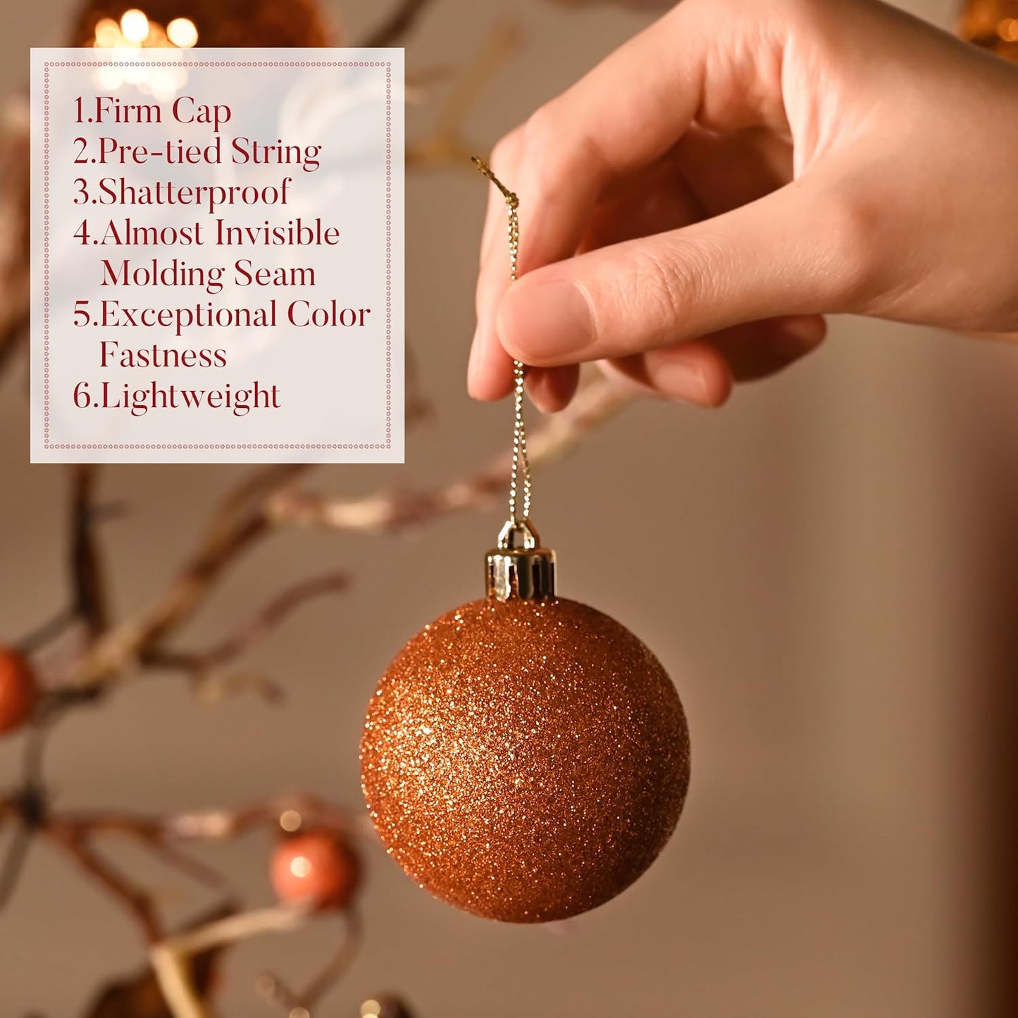 Valery Madelyn Christmas Tree Decorations Ornament Set for Fall Halloween, 50ct 2 Inches Orange Shatterproof Christmas Ball Ornaments Hanging Xmas Holiday Party Decor