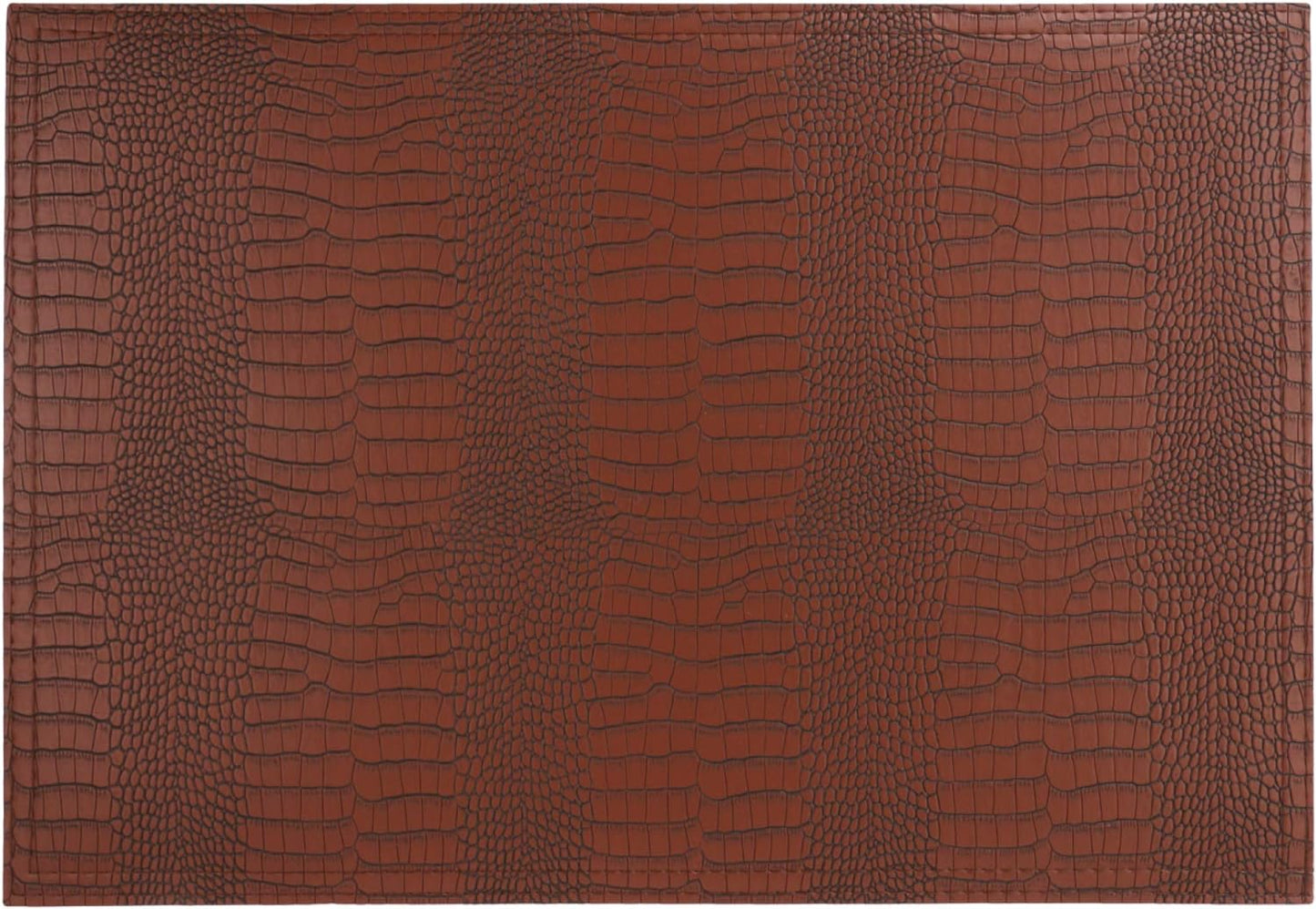 Faux Leather Placemats, PU Table Mats, Waterproof, Stain Resistant, Heat Resistant, Non-Slip Easy to Clean for Kitchen Dining Table, Conference Table, Brown