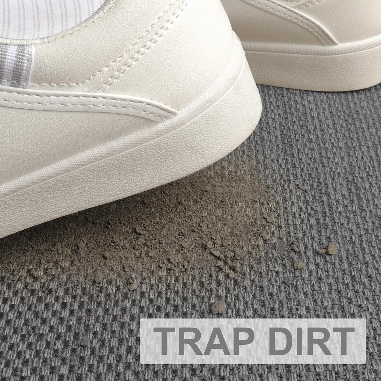 LEKEEPGO Door Mat 17"x29", Non Slip Door Mat Indoor Entrance, Rubber Backing Front Indoor Door mat Washable Absorbent Low-Profile Entryway Entry Resist Dirt Inside Door Mats, Light Grey