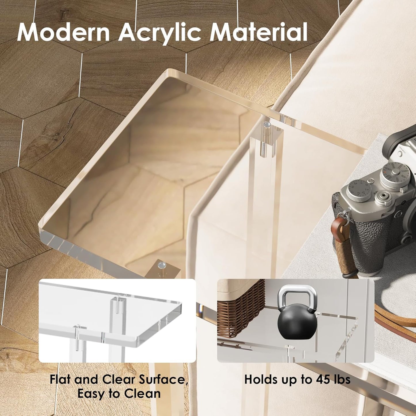 Sleek Modern 2-Tier Acrylic Console Table, 39.4" L x 7.6" W x 31.5" H - Entryway Table for Hallway, Living Room, Sofa Side, Small Spaces (Clear)