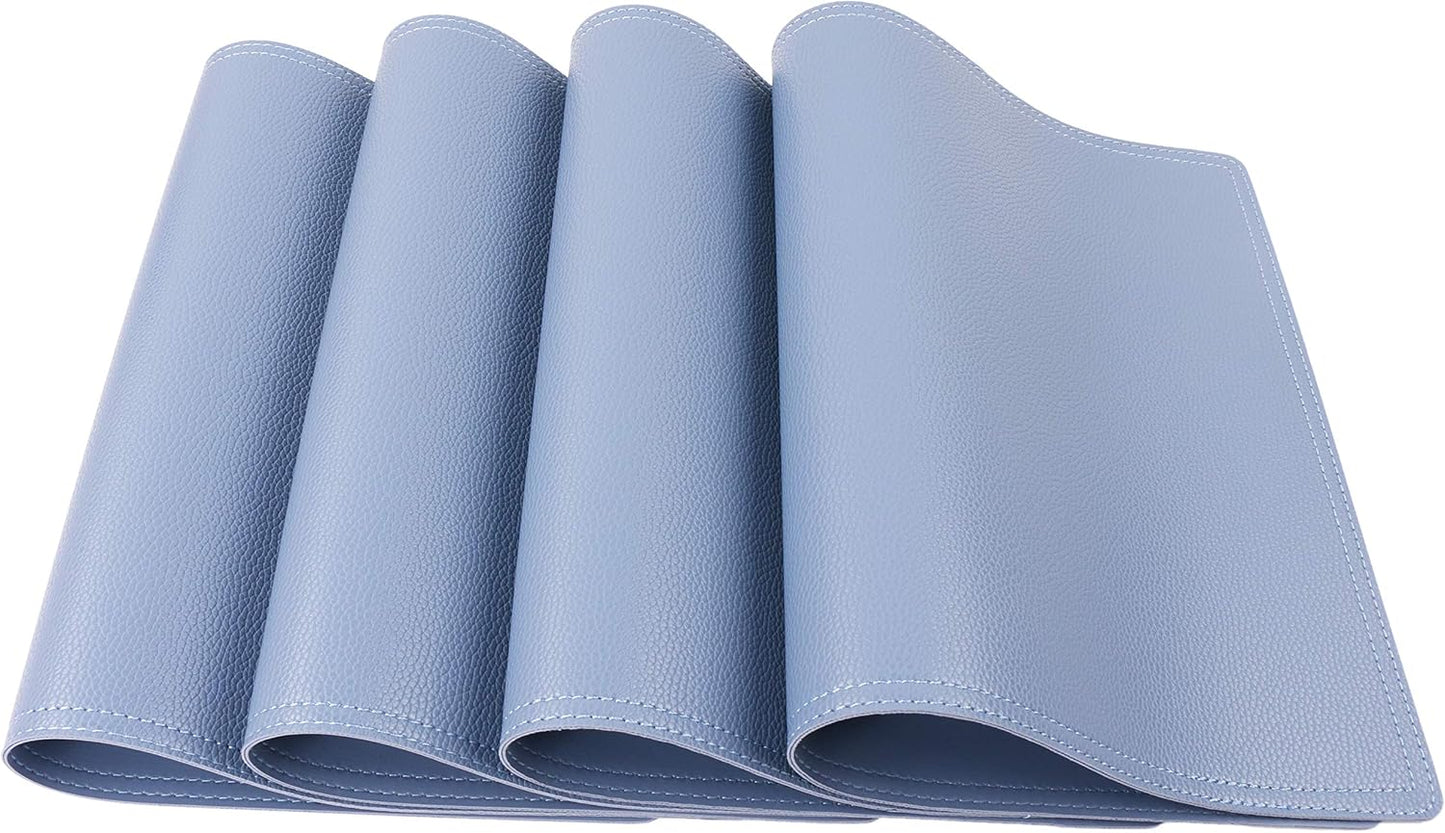 Set of 6 Faux Leather Placemats, PU Table Mats, Waterproof, Stain Resistant, Heat Resistant, Easy to Clean for Kitchen Dining Table,Conference Table