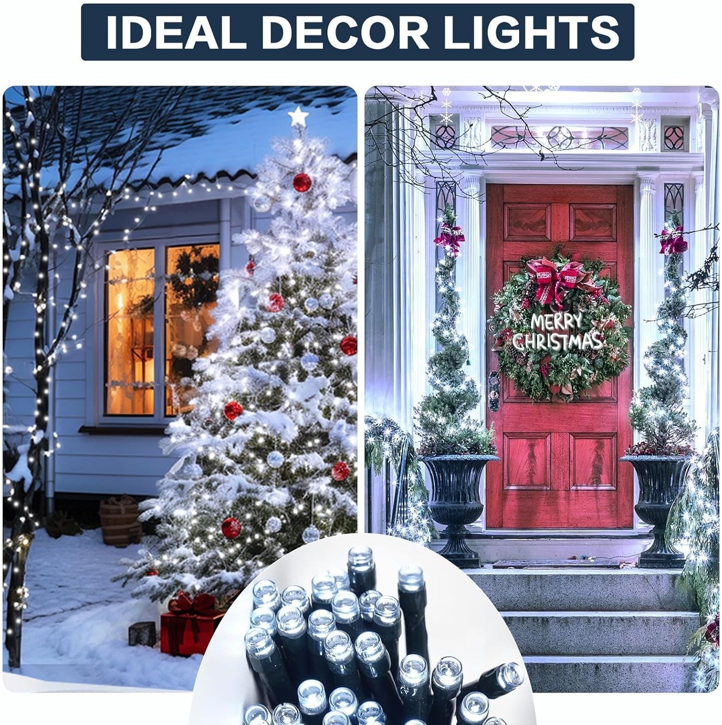 4 Pack Solar String Lights Outdoor, 400 LED Extra-Long 156Ft Solar Lights Outdoor with 8 Lighting Modes, IP65 Waterproof for Garden, Patio, Xmas, Balcony, Tree, Wedding, Party Decor (White)