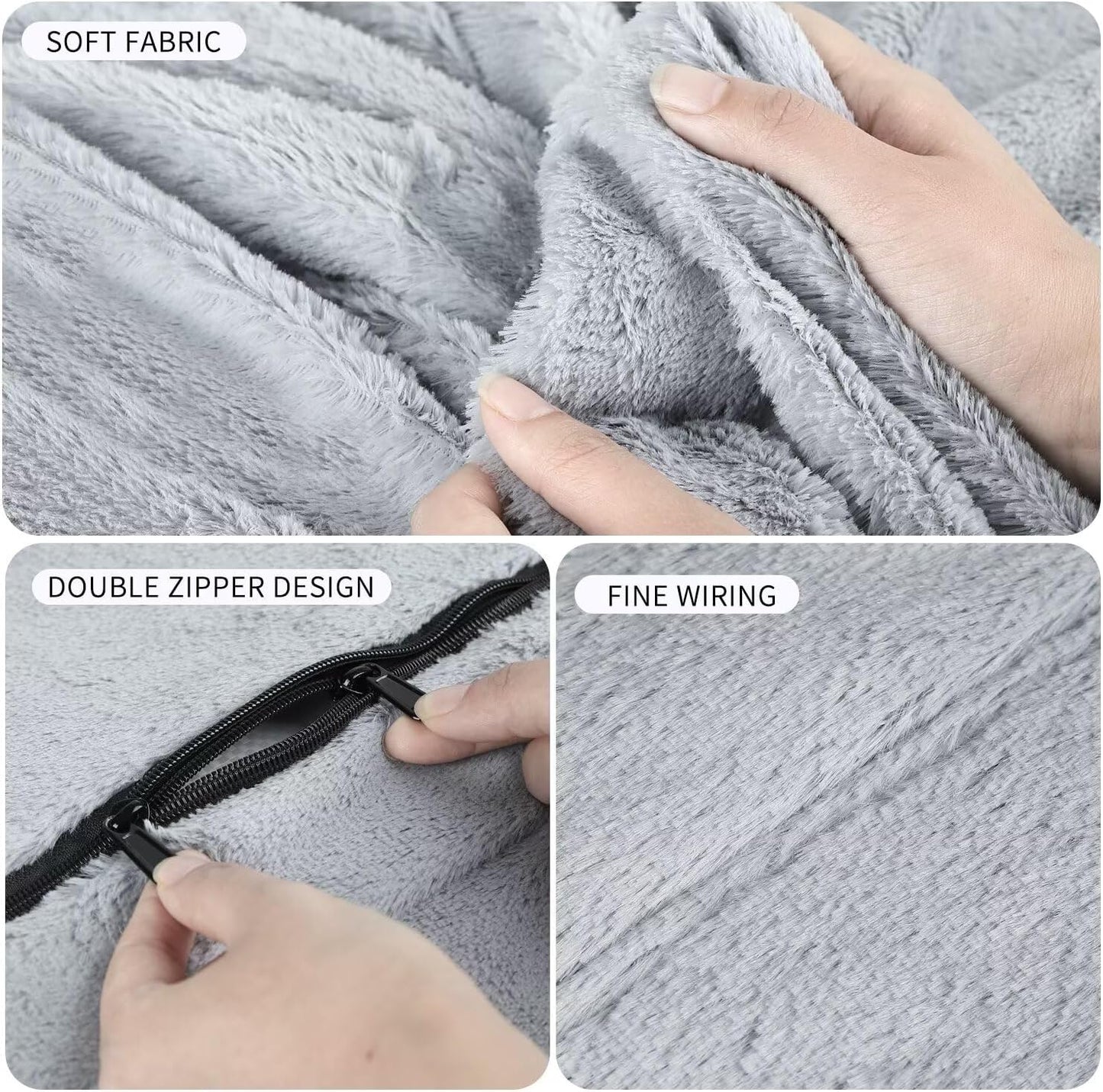 Bean Bag Chair for Adults 4FT,Soft Removable Cover for Teens/Girls Bedroom,Fluffy Giant Round Floor Beanbag Lounger Chairs (No Filler,Light Gray)