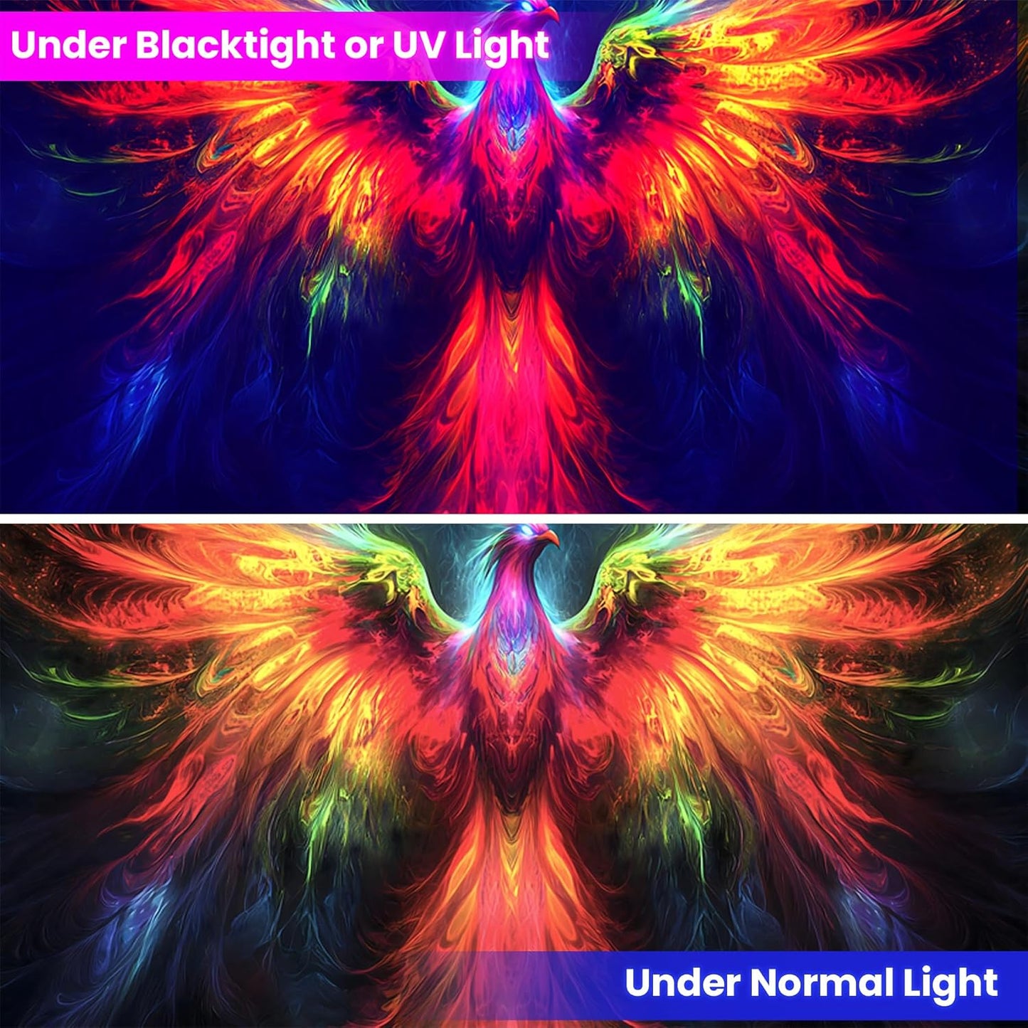 Blacklight Tapestry,WingTapestry Glow In The Dark,UV Reactive Black Light Upright Posters Wall Hanging for Bedroom Dorm Living Room Backdrop Decor (wing16, 59L" x 51W")