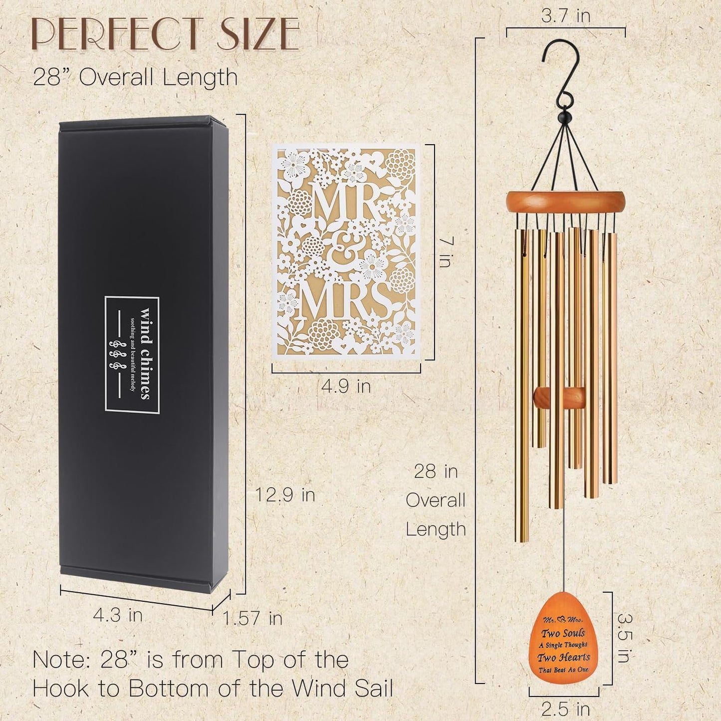 Wedding Gift for Couples,Mr and mrs Gift,Bride to be Gifts for Bridal Wedding Wind Chime for Outdoor, Garden Decoration,Bridal Shower Gifts