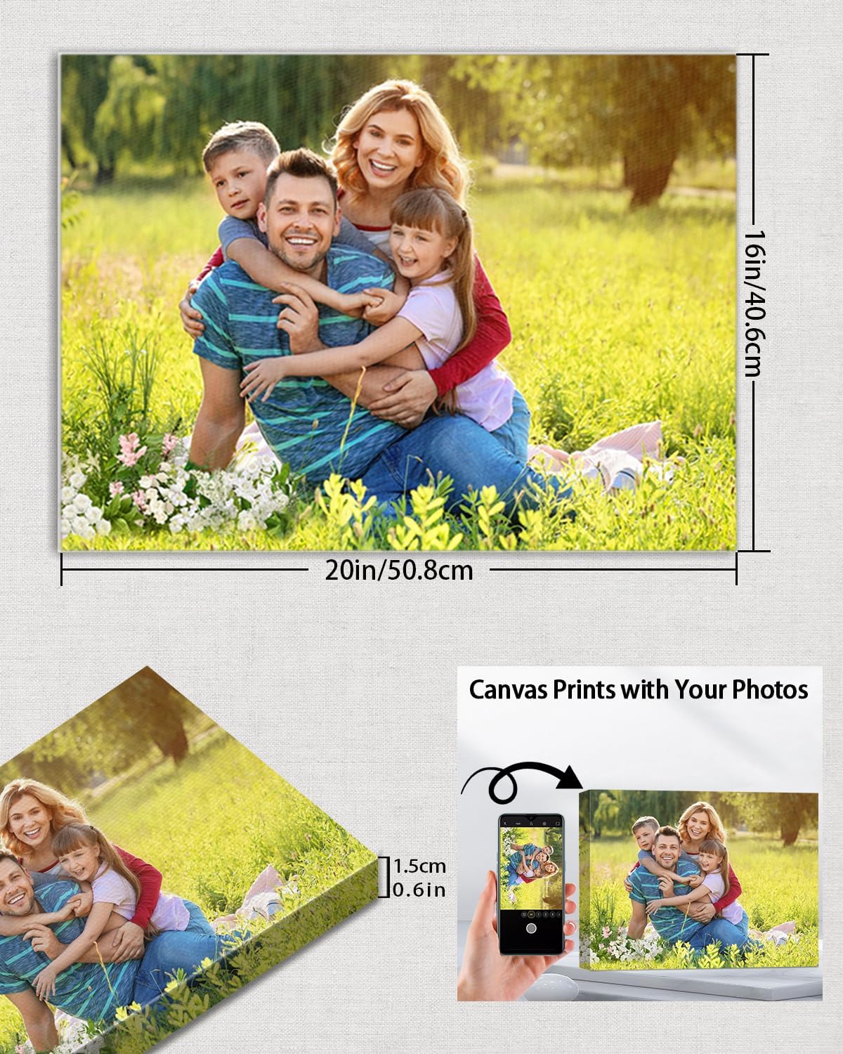 AbcCustomize Custom Canvas Prints,Transform Your Memories into Beautiful Art with Personalized Photo on Canvas,Personalized Canvas Wall Art for Home Decor, Gifts, and Keepsakes