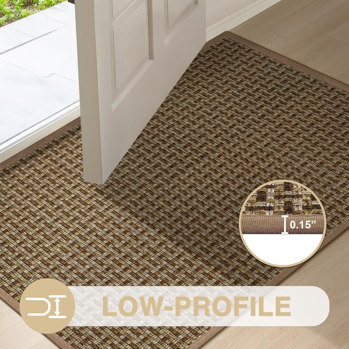 LEKEEPGO Door Mat Indoor Entrance 36"x59", Absorbent Indoor Door Mat Large, Non Slip Rubber Backing Inside Door Mats, Washable Floor Mat, Low-Profile Doormat for Front Door, Entryway, Entrance, Brown