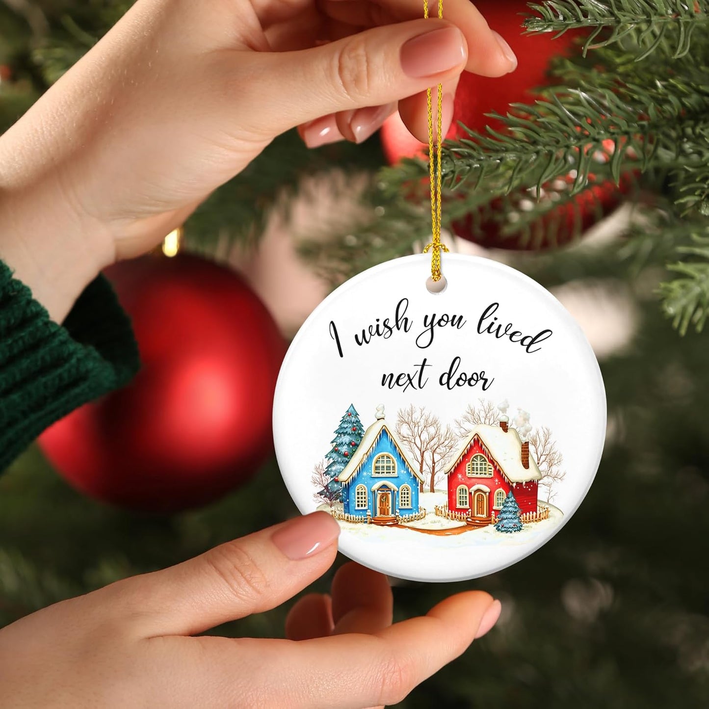 OASSIE Friendship Gifts for Women - Christmas Ornaments 2024, Birthday Gifts for Besties - Two-Sided Printed Designs, One Ceramic Ornament