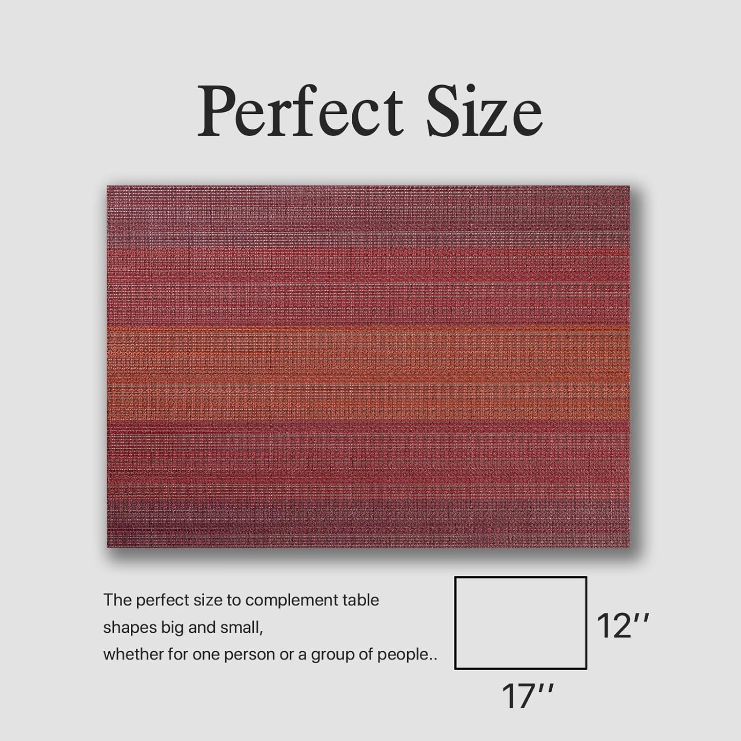 Placemats Set of 4 - Easy Clean Woven Vinyl Placemats for Dining Table, Indoor/Outdoor Place Mats, Washable PVC Table Mats（Pomegranate Parade）