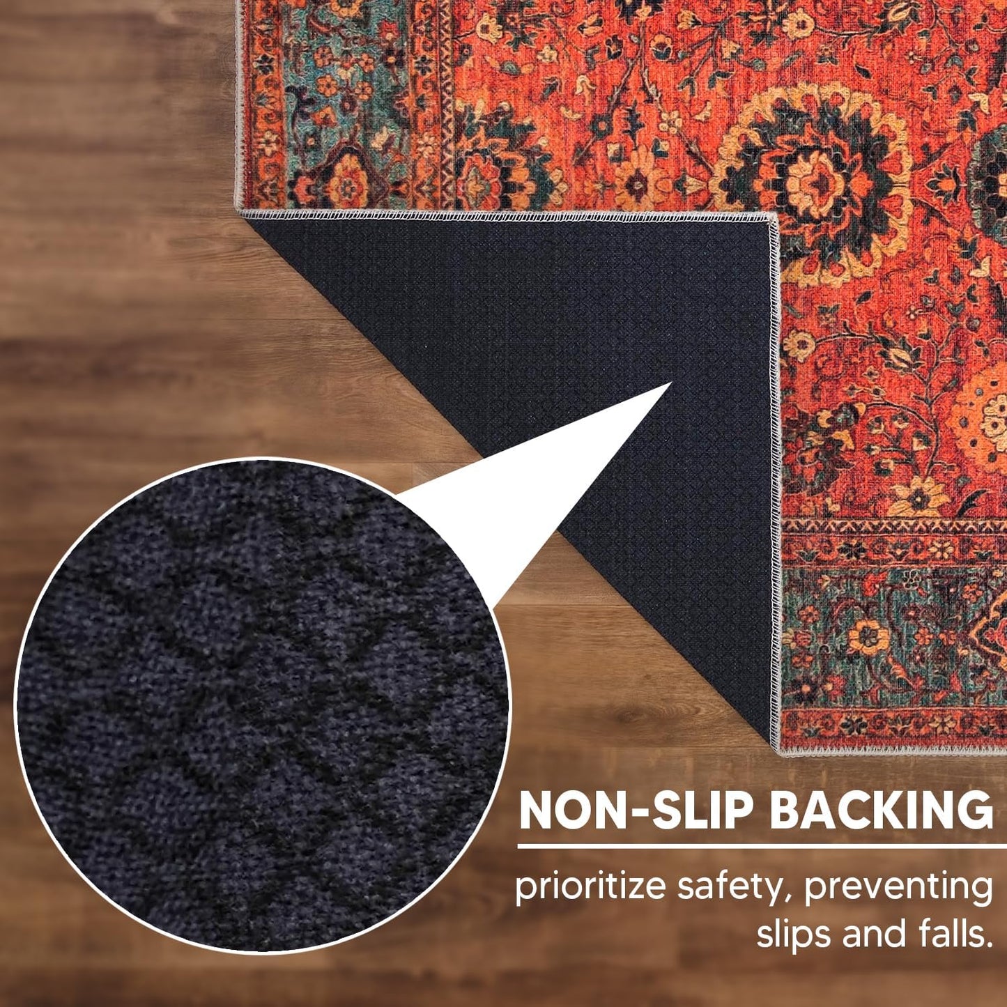 Keen Home Design 10x14 Rug - Machine Washable Area Rug with Non-Slip Backing, Ideal for Living Room, Dining Room, Bedroom - Vintage, Easy Clean, Durable, Low Pile Rug - (9'7" x 14')