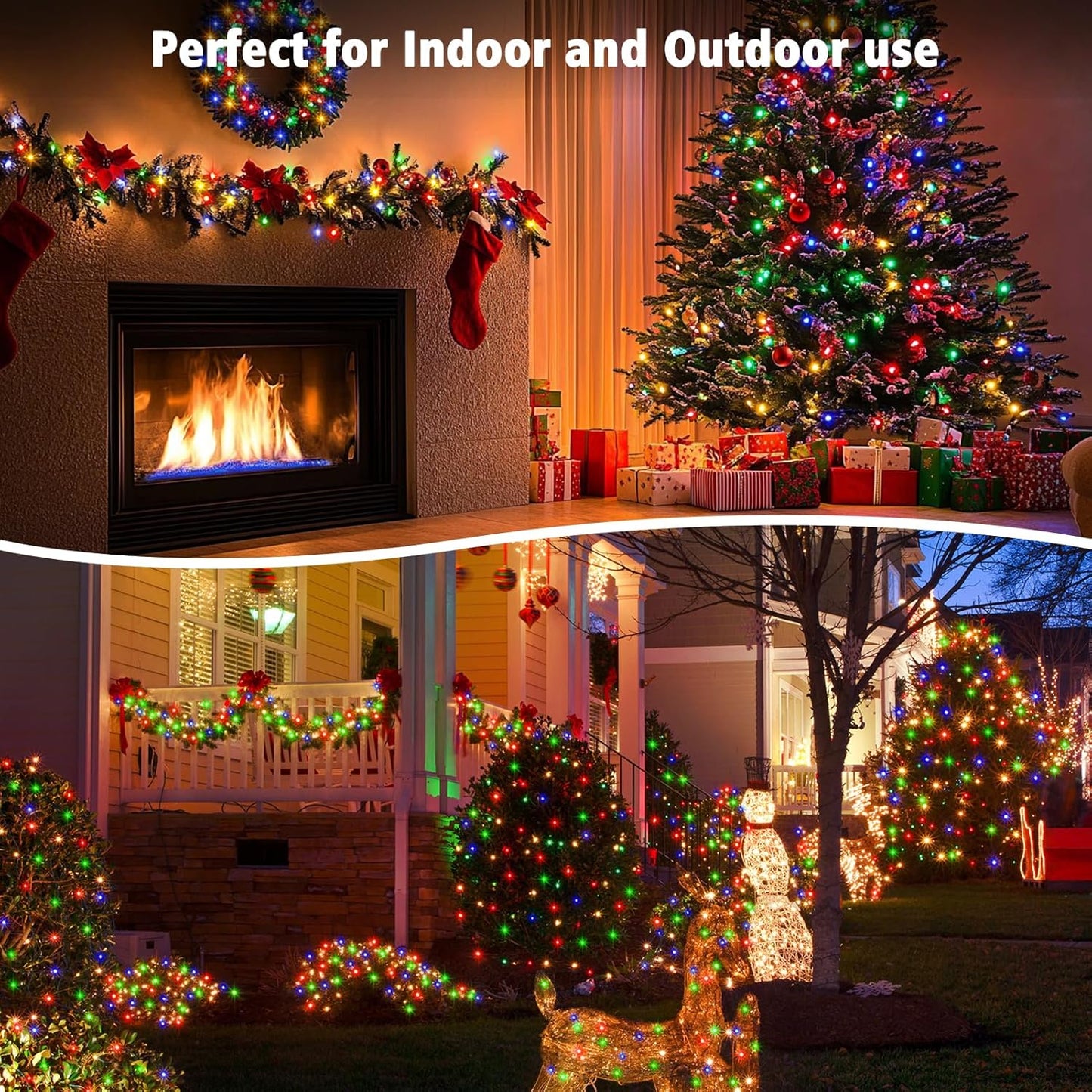 2 Pack Christmas Fairy Lights Battery Operated, 16.4FT 50 LED Dark Green Wire Micro Starry Twinkle Light with Auto Timer Waterproof, Indoor String Lights for Indoor Outdoor Yard Decor (Multicolor)