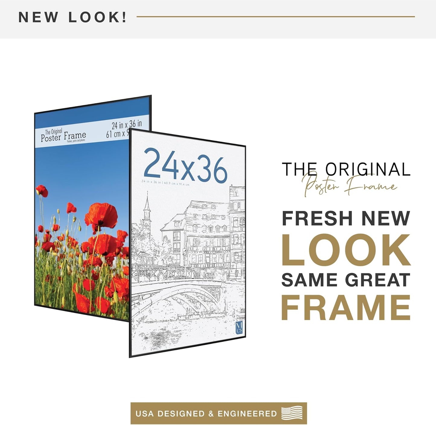 MCS Original Poster Frame 24x36 Black Lightweight Vertical & Horizontal Wall Hanging Large Picture Frame for Posters, Art Prints & Gallery Wall (2-Pack)