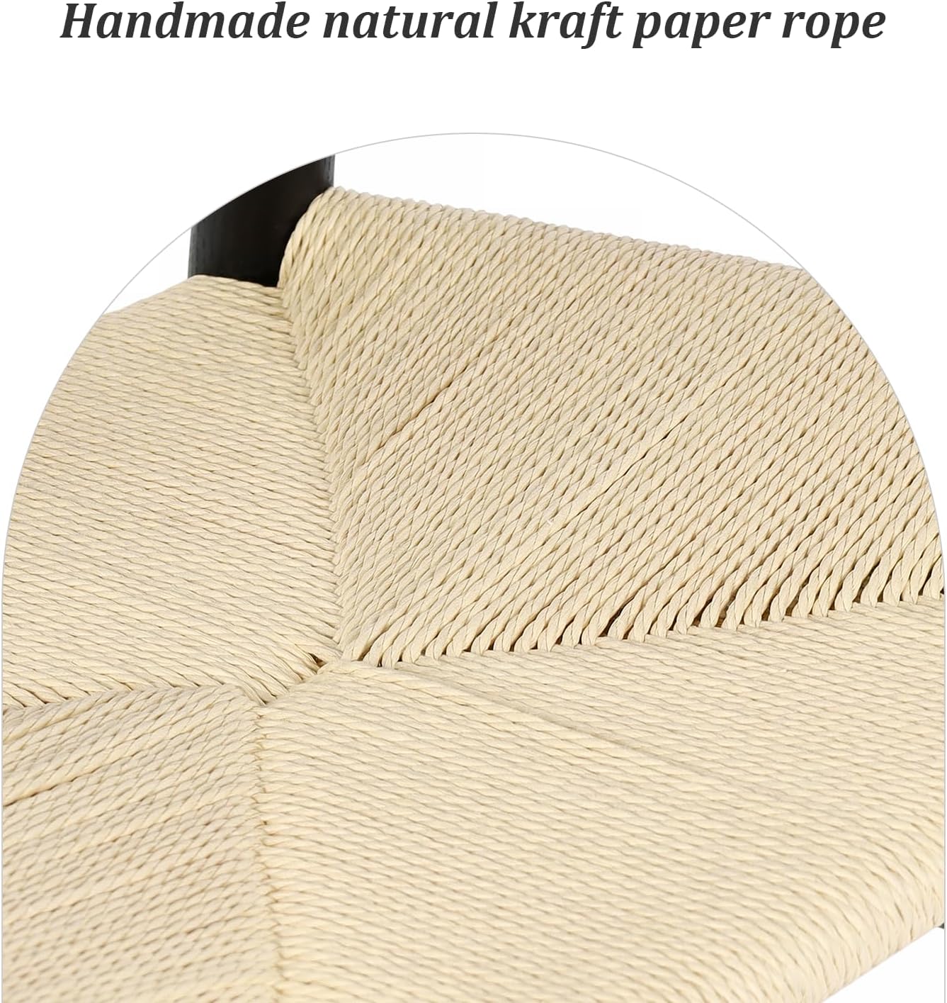 Wishbone Chair Natural Solid Wood Dining Chair/Hans Wegner Y Chair Rattan and Wood Accent Armrest Chairs - Ash Wood Chairs Set of 4 (Ash Wood - Black + Natural Color)