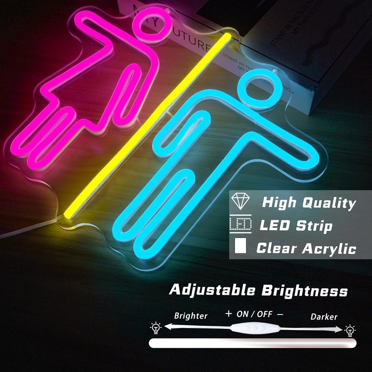 Restroom Neon Signs for Wall Decor Bathroom Neon Sign Dimmable LED Powerd Toilet Light Restroom Signs for Business Ideal for Bathroom, Bar, Hotel, Hospital,Home and Party Decoration(12.9 * 10.6inch)