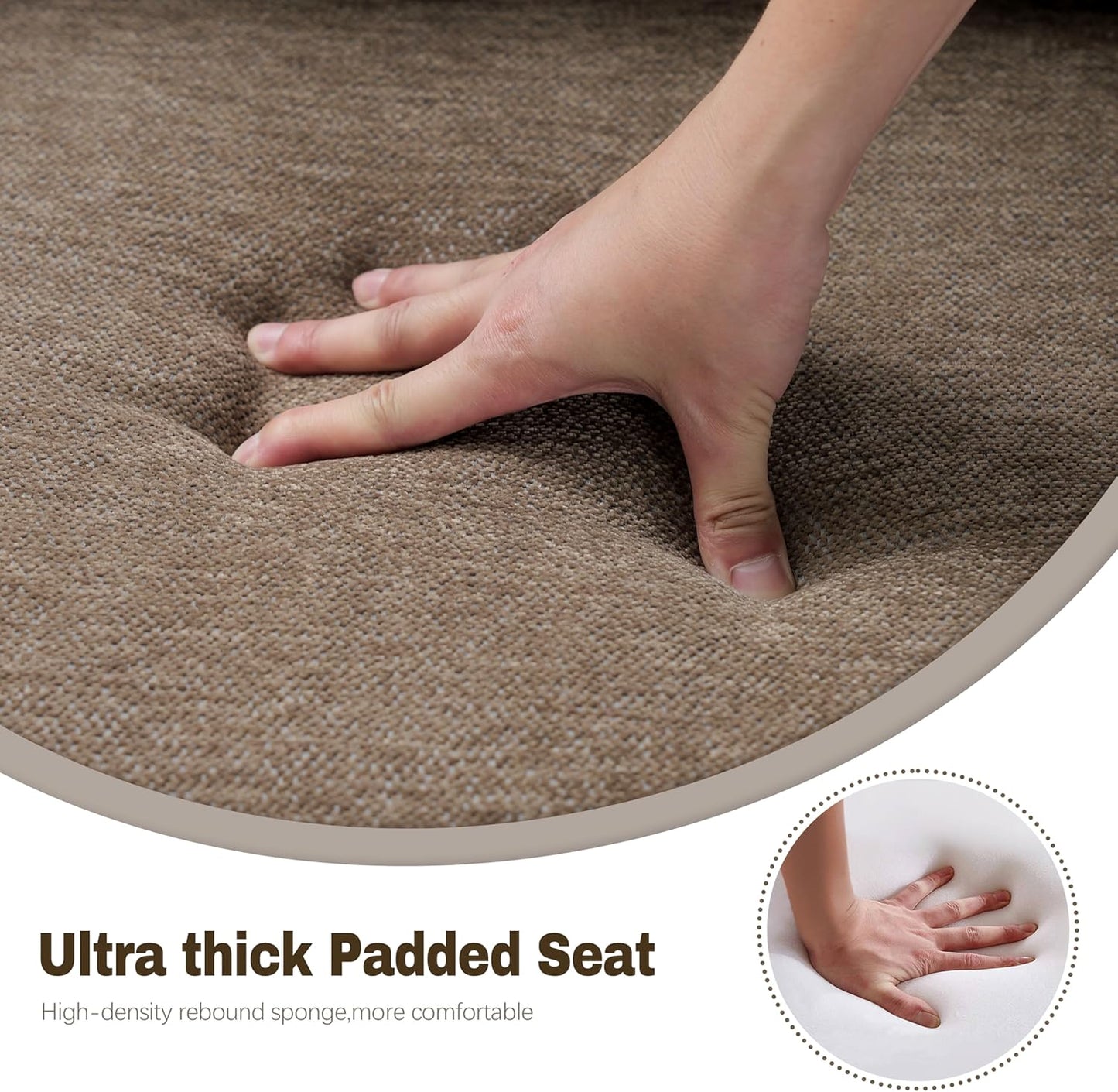 Modern Accent Chairs Set of 2 for Living Room Mid Century Arm Chairs Upholstered Bedroom Chairs Comfy Lounge Chairs with Solid Wood Frame, Dark Brown