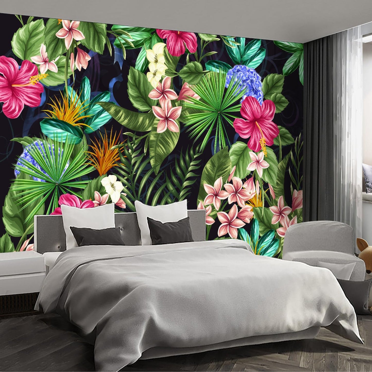 Floral Wall murals Peel and Stick Flowers Wallpaper for Bedroom Living Room - 58"x86"