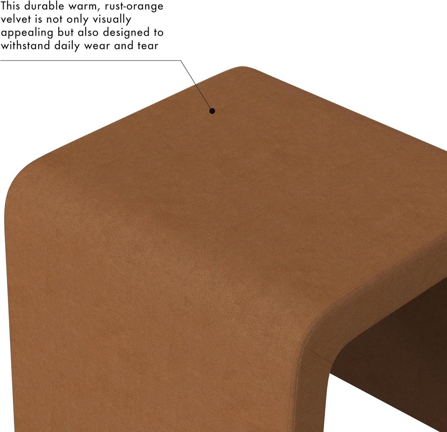 Modern Channel Rust Velvet Foot Stools Ottoman Home Décor, Soft Ottoman Foot Rest Chair for Bedroom and Living Room, Vanity Chair and Stool in Dressing Area, and Lounge