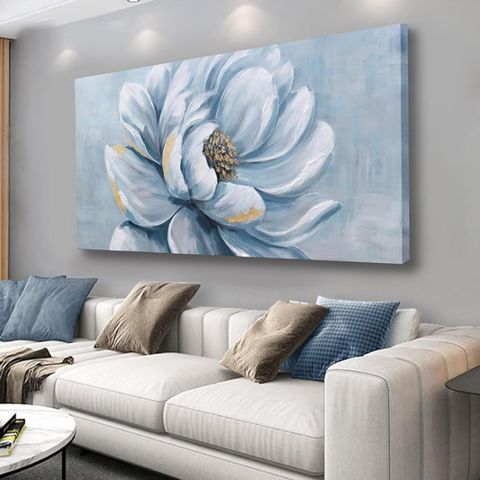 Belmrxne Flower Pictures Wall Decor White and Gold Wall Art Large Canvas Painting Modern Minimalist Artwork for Living Room Bedroom Dining Room Office Home Decor 30x60inch