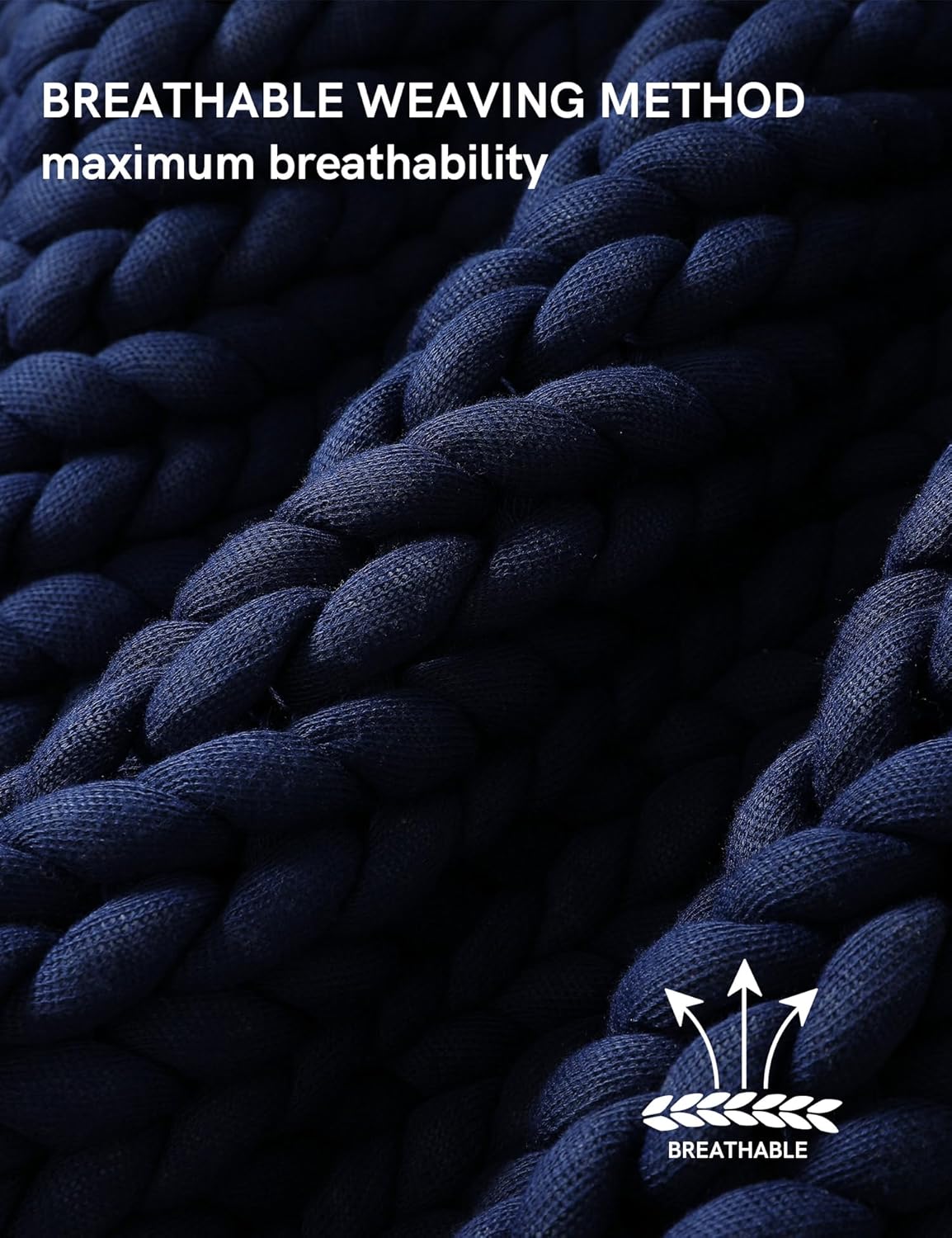 YnM Chunky Throw Blanket, Medium-Weight, Hand Knitted, Skin Friendly, Ventilated and Breathable, Machine Washable, Home Décor Piece for Couch, Sofa and Bed (Indigo Blue, 50x70 Inch)