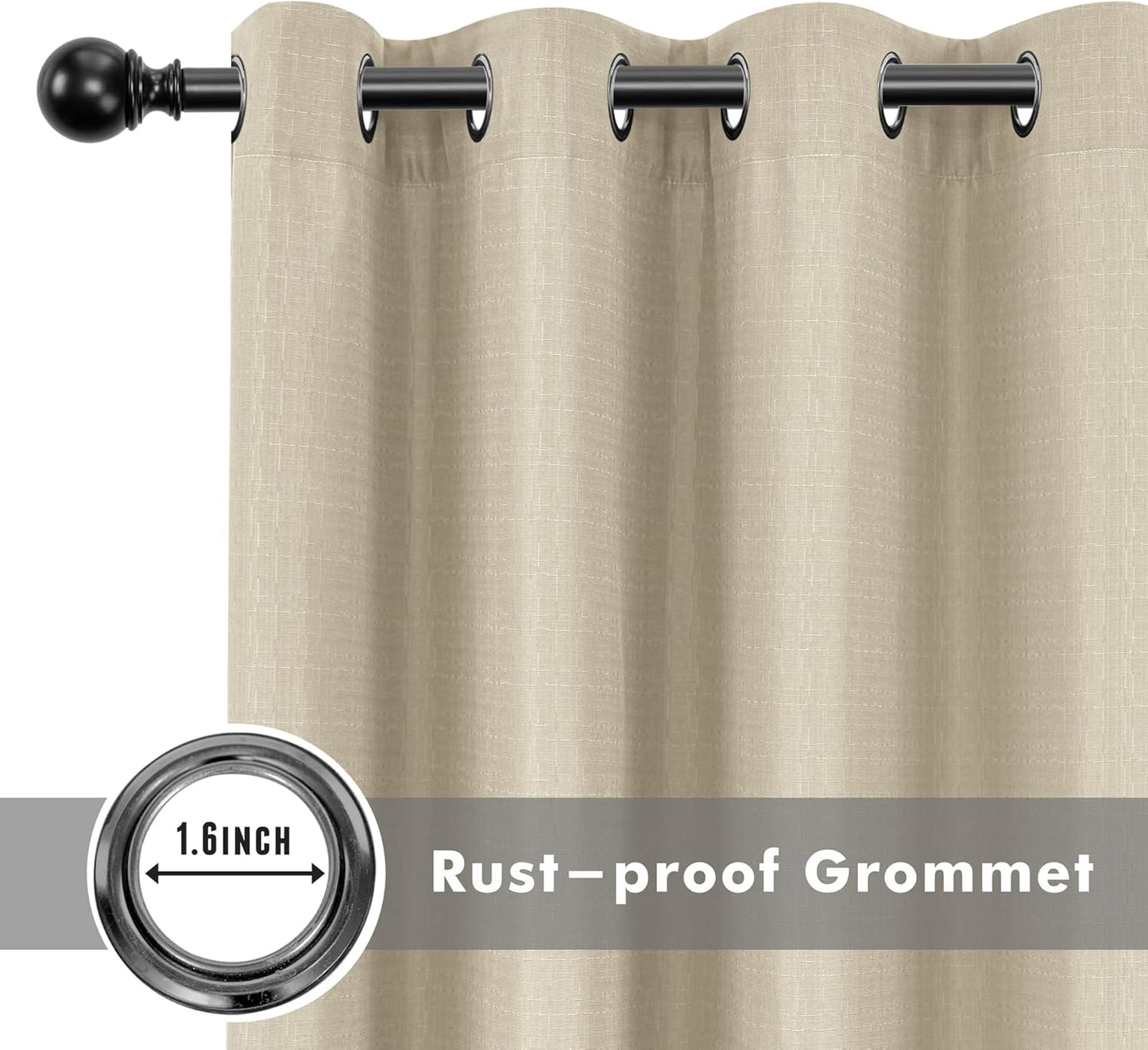 HolidayIdeas 4 Panels Linen Outdoor Curtains for Patio Waterproof Cream Outside Curtains 110"x95"-Indoor/Outdoor Gazebo Wide Curtains Weatherproof, Privacy for Pergola, Porch, Cabana, Livingroom