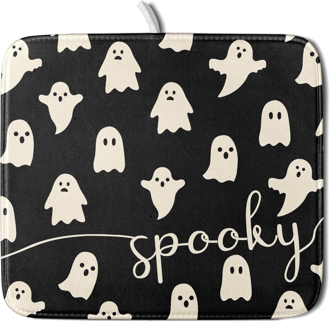 Halloween Dish Drying Mat for Kitchen Counter Spooky Ghost Holiday Super Absorbent Reversible Microfiber Kitchen Countertop Protector Dishes Pad Small 16x18 inch
