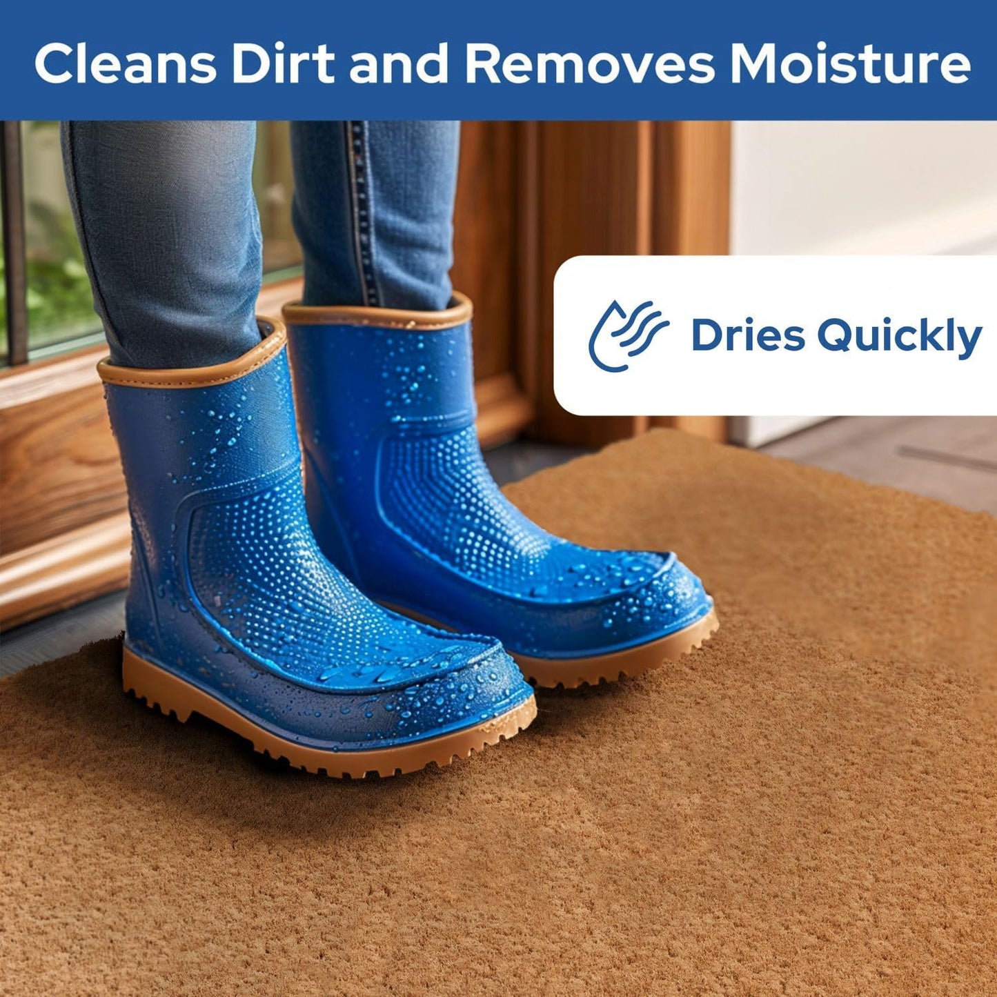 Barnyard Designs Natural Coco Coir Heavy Duty Backing Doormat - Large Cute Non-Slip Front Door Welcome Mat for Outside Entrance or Porch Entry, Brown (30x48, Plain Brown)