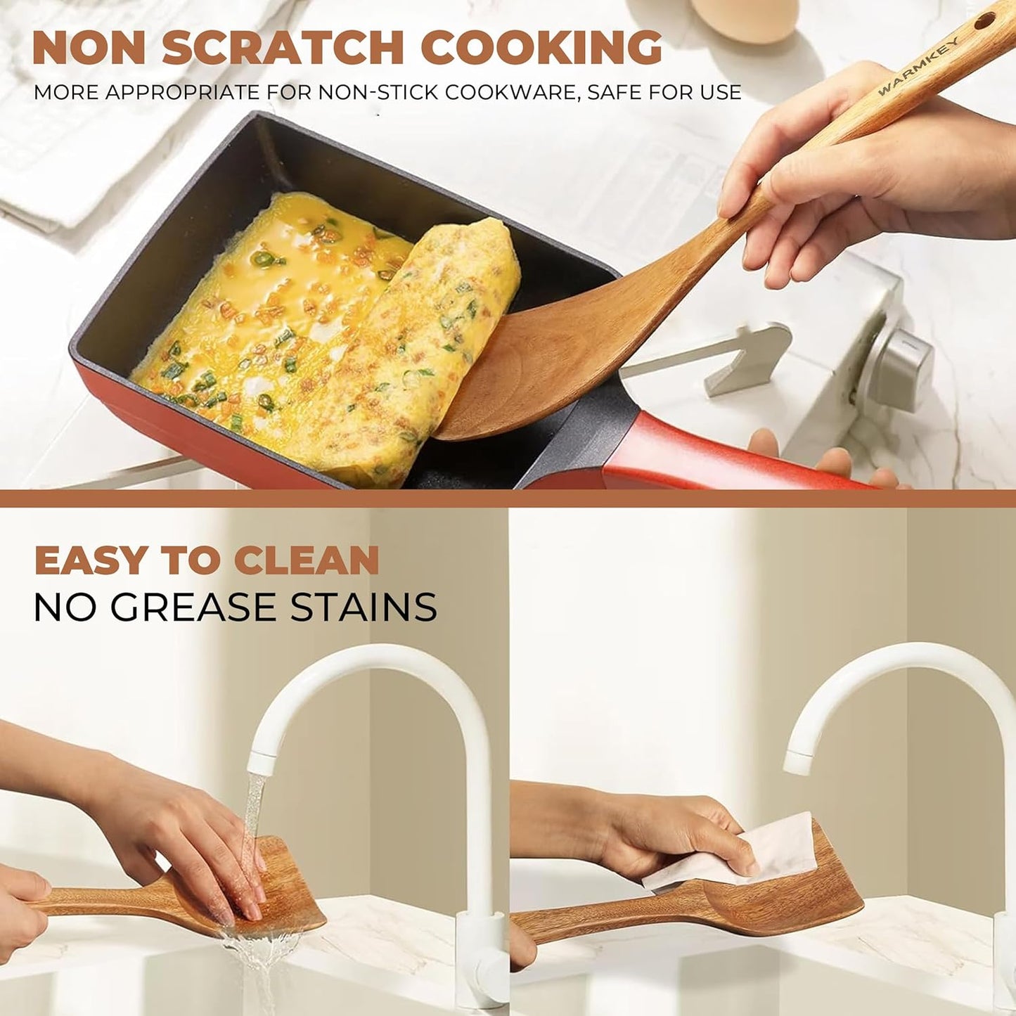 Acacia Wood Kitchen Utensil Set 9PC-Natural Wooden Cooking Tools for Nonstick Pans&Stir Frying,Scratch-Proof&Heat Resistant,Sturdy&Lightweight with Spoon Rest (Kitchen Utensil Set 9PC)