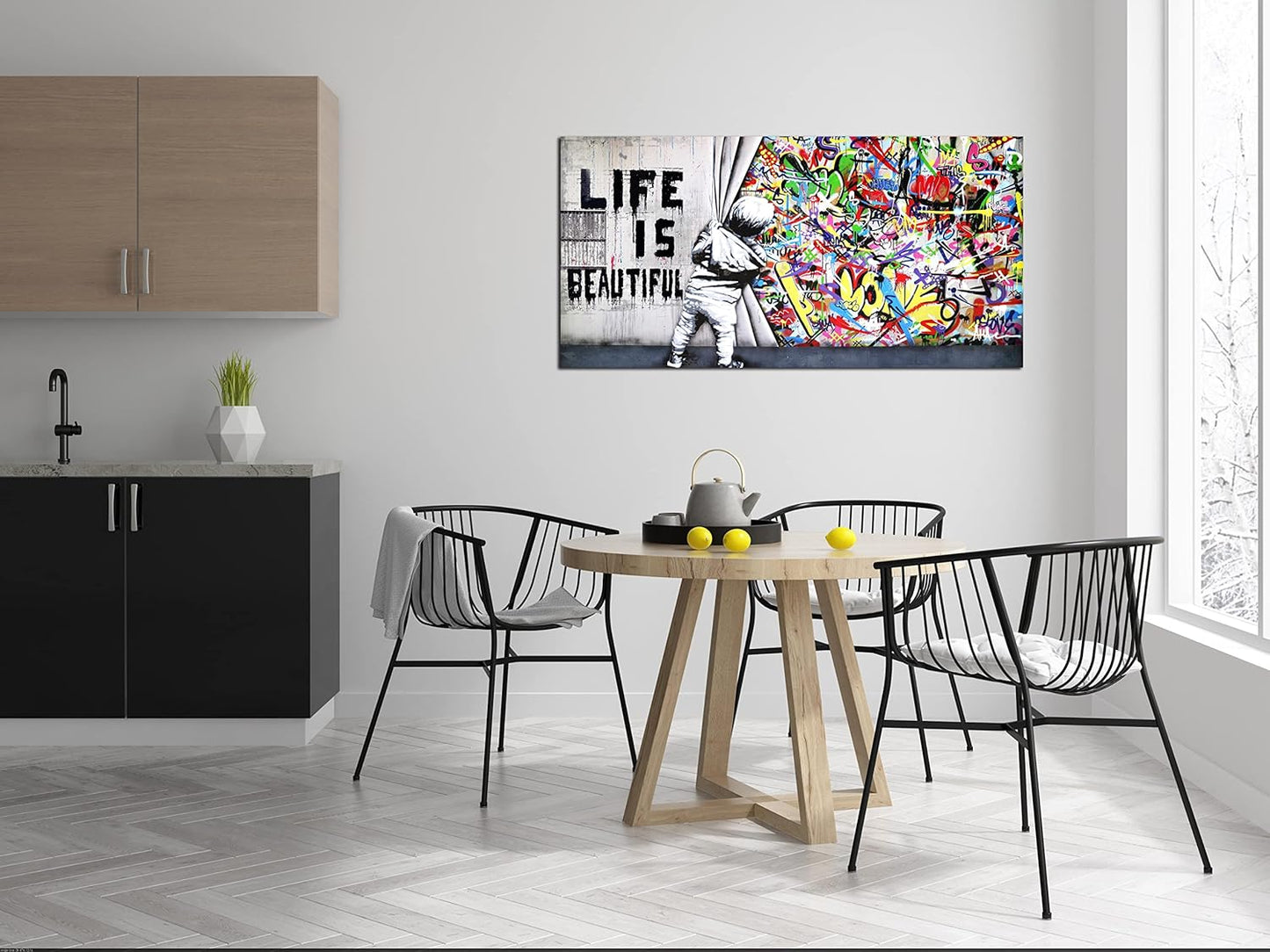 JKWALL77 Graffiti Canvas Art Wall-Decor - Colorful Wall Decor - Bedroom Decor For Teen Boys Ready To Hang Size 40" x 20"