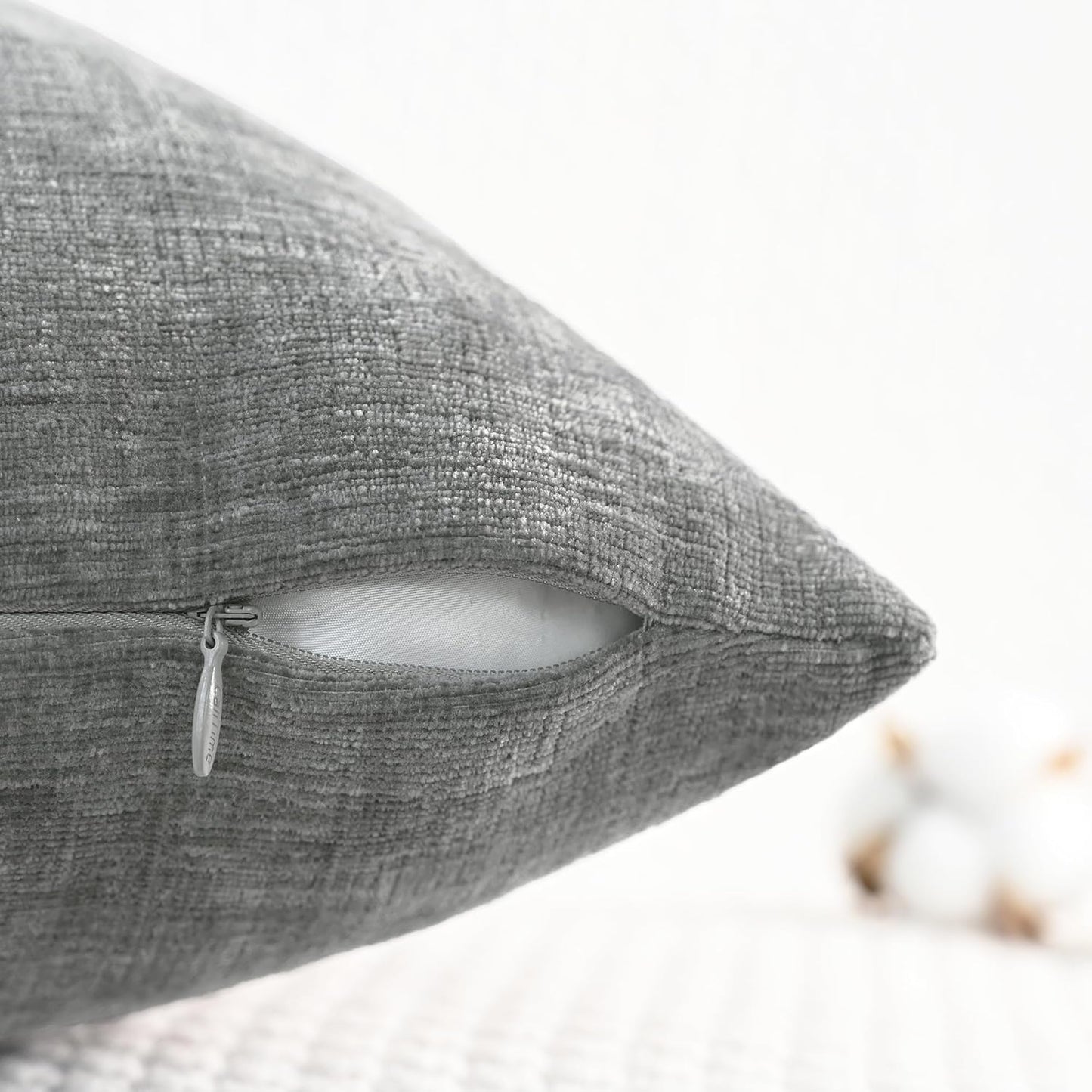 CaliTime Throw Pillow Covers Decorative 18 X 18 Inches Pack of 2 Cozy Chenille Cushion Cases for Couch Sofa Bed Living Room Home Medium Grey