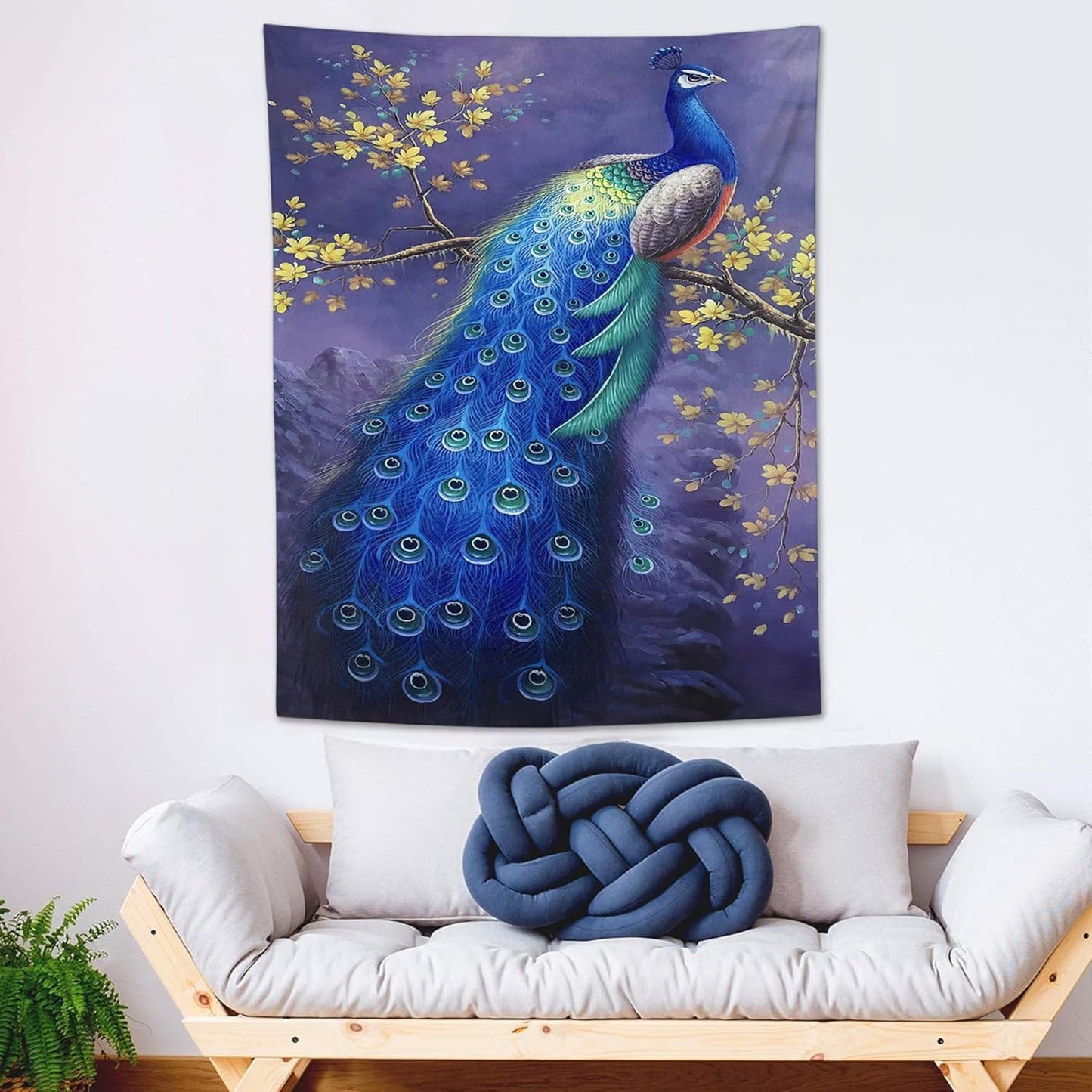 yowecso Peacock Tapestry - Purple Peacock Wall Hanging for Bedroom, Living Room & Dorm - Aesthetic Wall Decor - 60"x90"