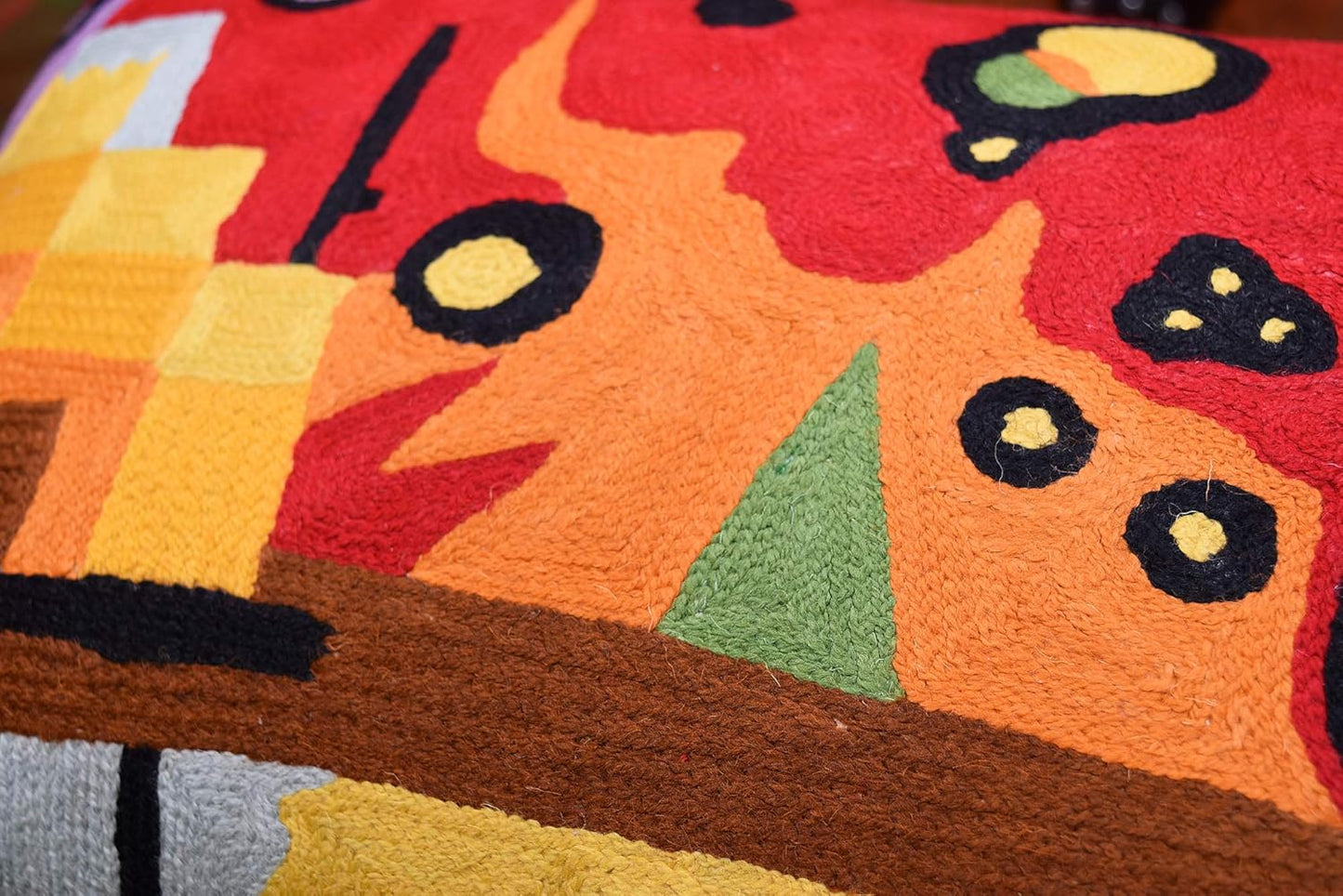 Lumbar Kandinsky Red Pillow Cover | Heavy Red Space Modern Throw Pillows Chair Cushion | Red Contemporary Pillow | Red Farmhouse Pillows | Modern Couch Pillow | Handmade Wool Size 14x20