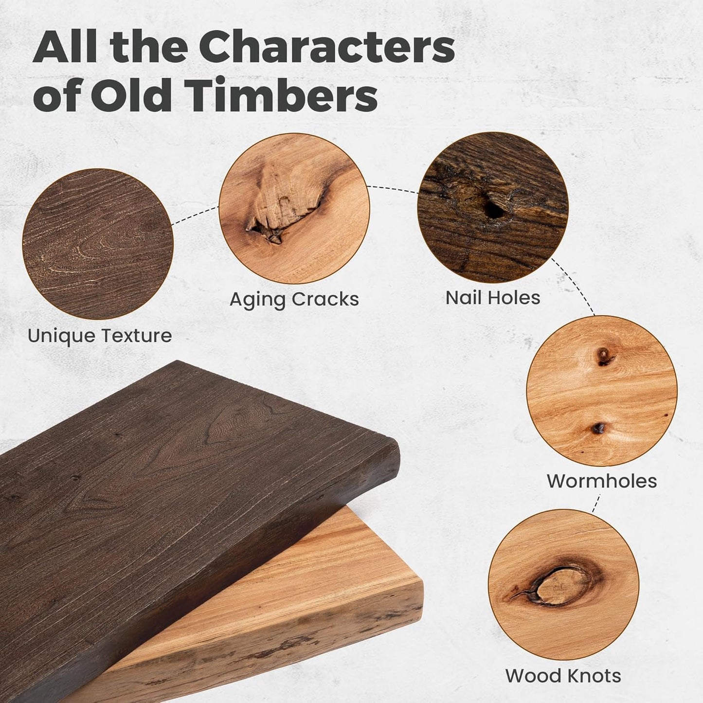 RICHFOCUS Live Edge Elm Floating Shelves - 48" W x 9.3" D Rustic Solid Wood Wall Shelves with Invisible Bracket, Wall-Mounted for Living Room, Bedroom, Kitchen Storage & Display, Set of 1, Natural